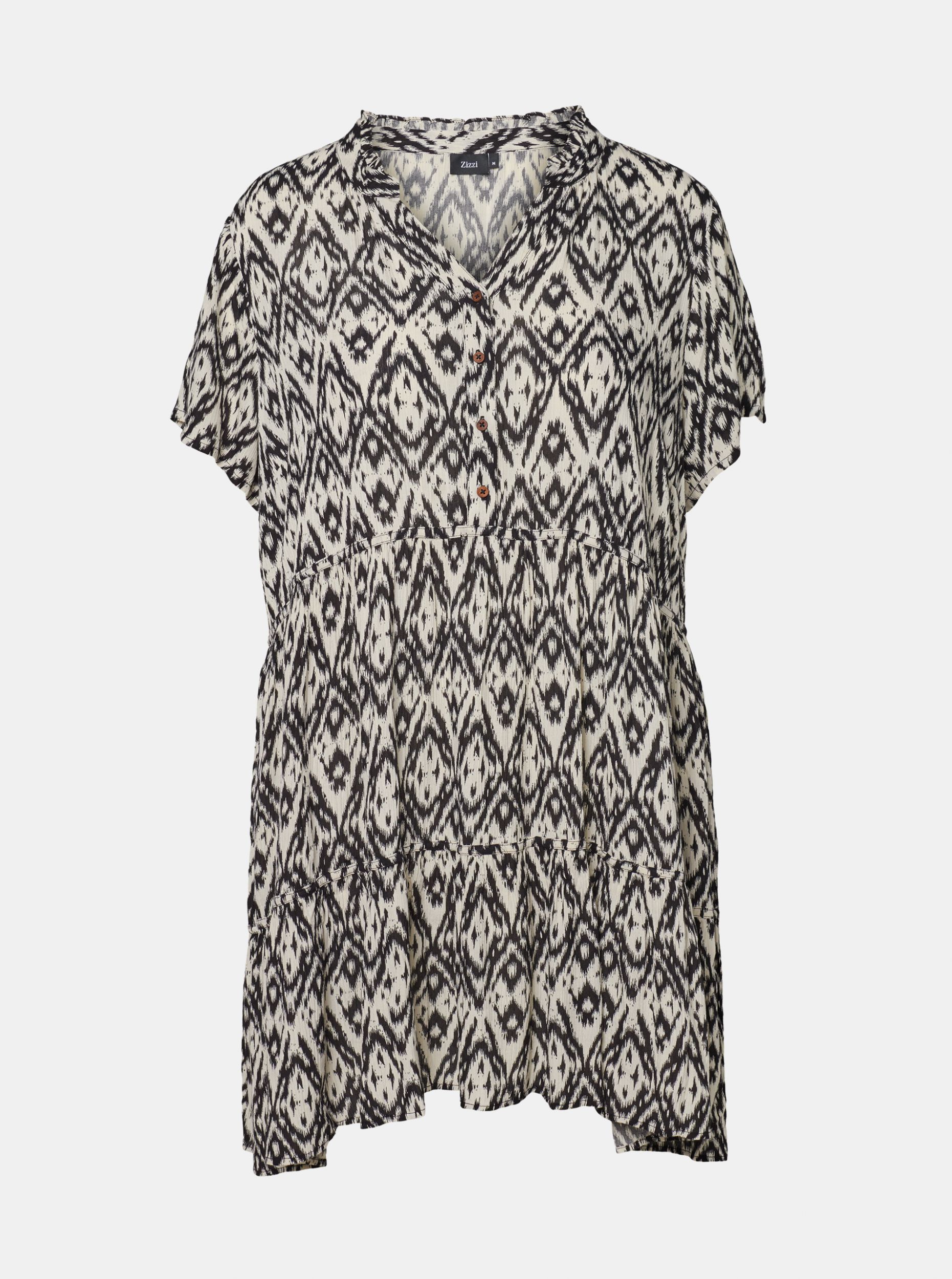 Zizzi krémové šaty s abstraktním vzorem