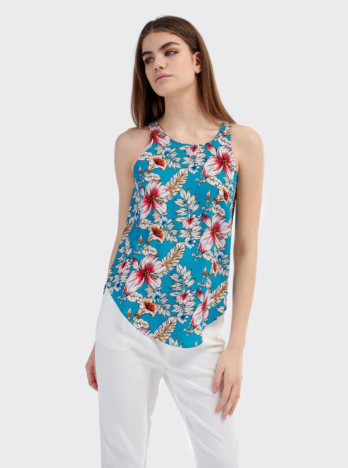 Alcott modré tílko s barevnými motivy