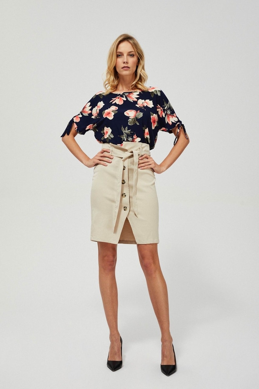 Moodo béžová sukně do pasu s vázáním