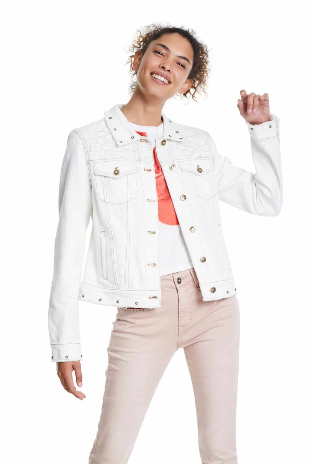 Desigual bílá džínová bunda Chaq Barroc