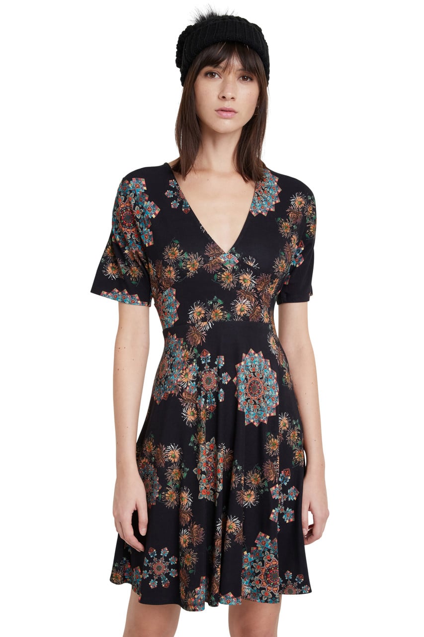 Desigual černé šaty Vest Gogo s mandalami