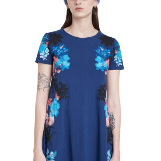 Desigual modré šaty Vest Mirror s barevným potiskem