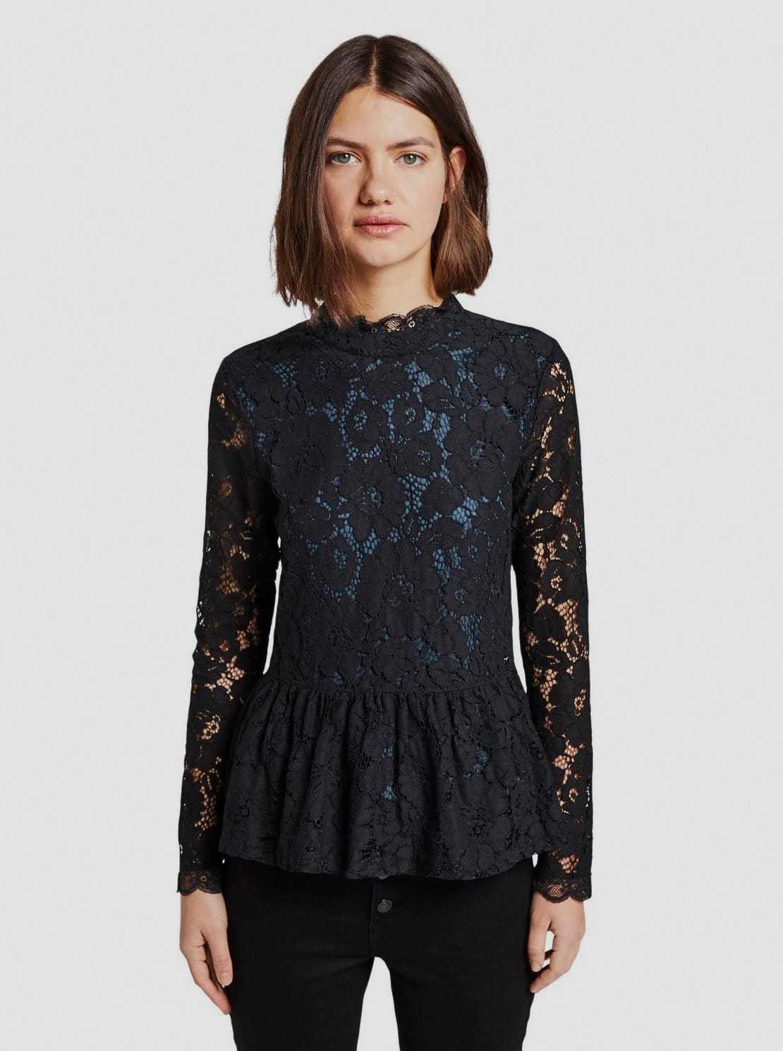 Tom Tailor Denim černá krajkovaná halenka