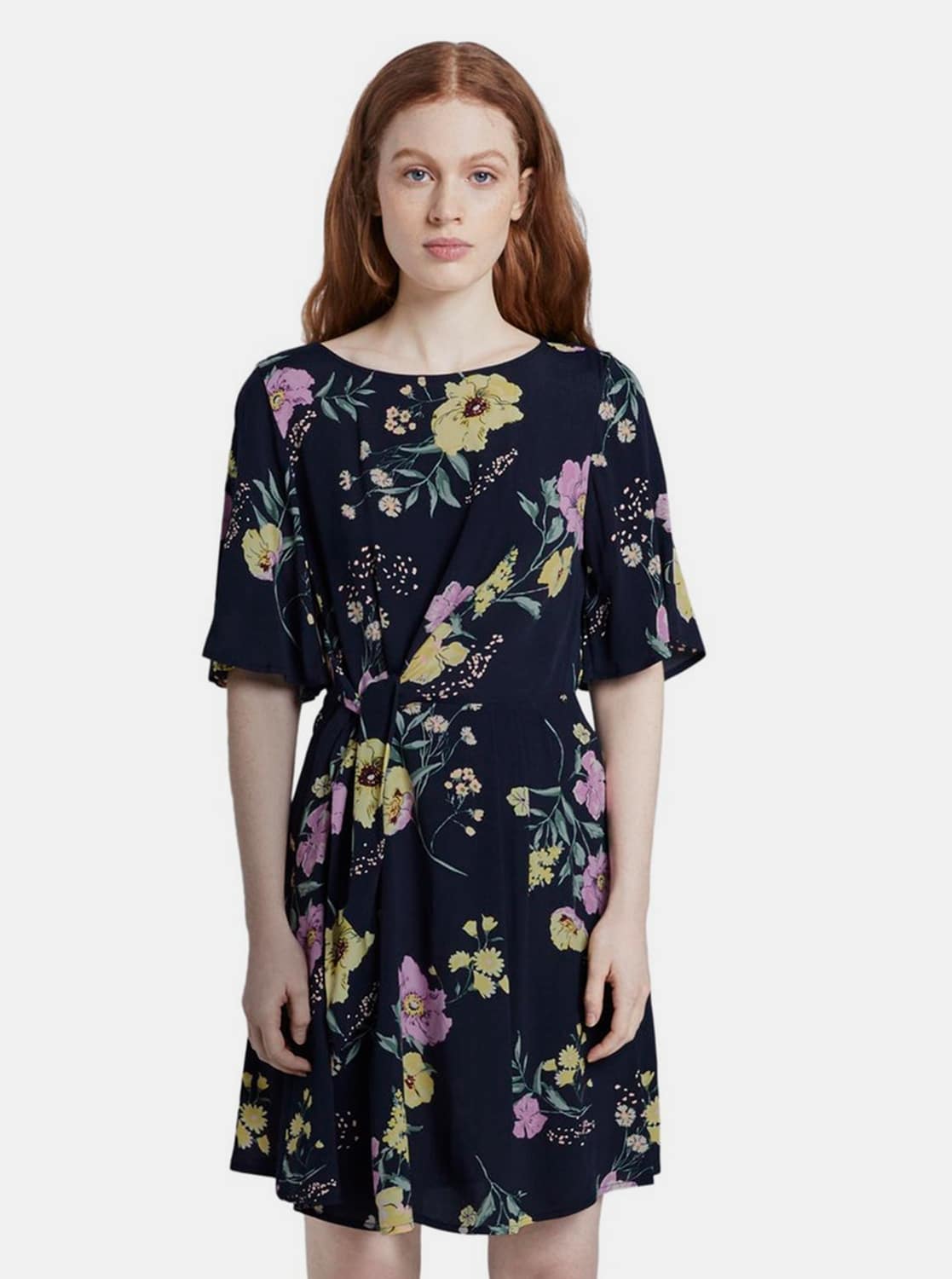 Tom Tailor Denim tmavě modré květované šaty