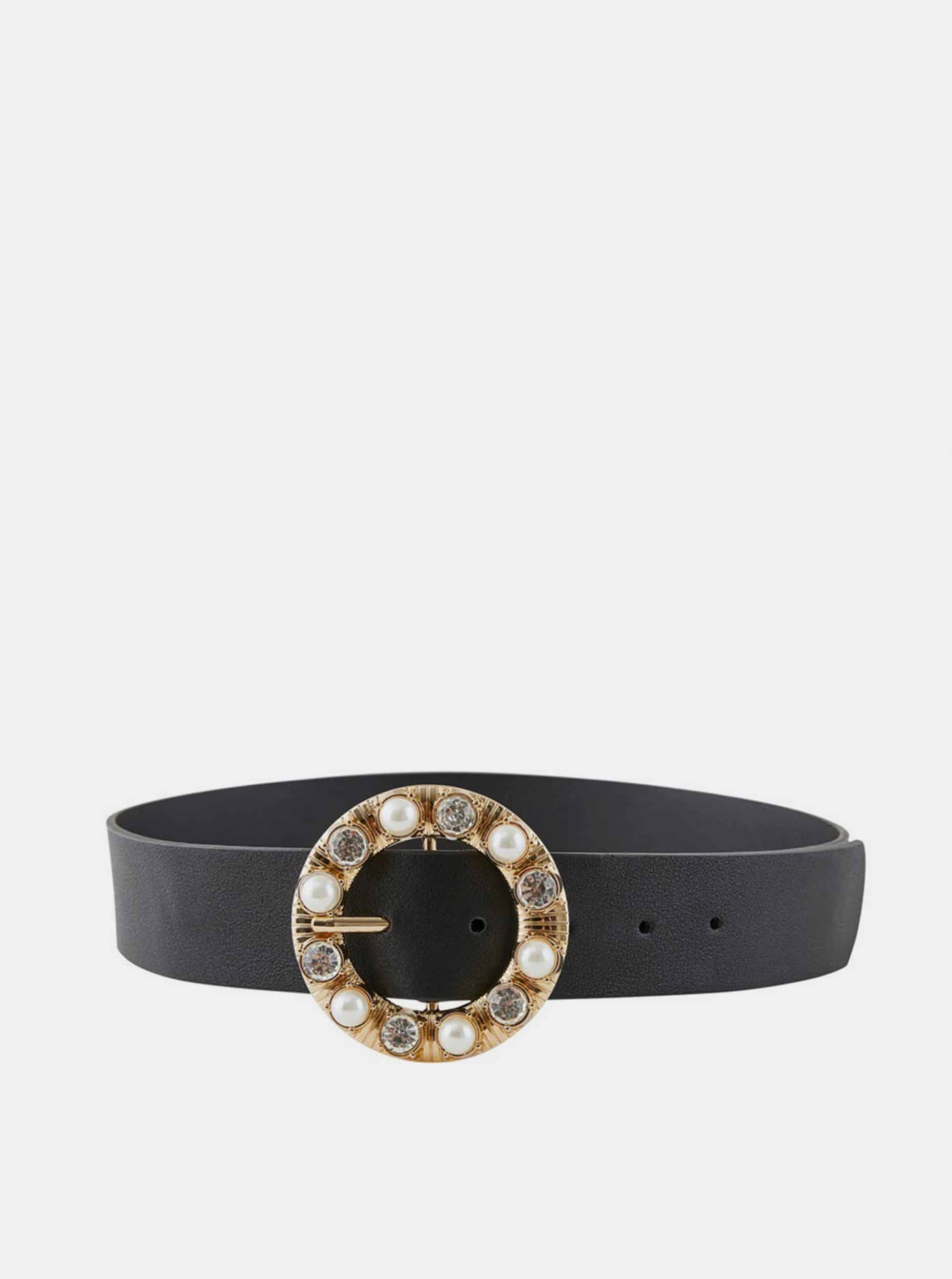 Pieces černý elegantní pásek Miva