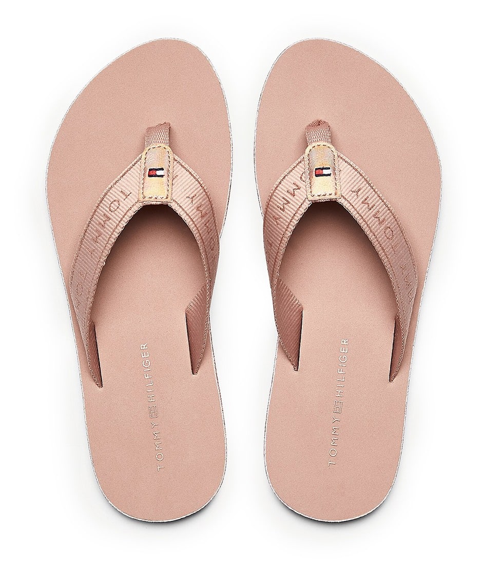 Tommy Hilfiger pudrové žabky Tommy Glitter Flat Beach Sandal