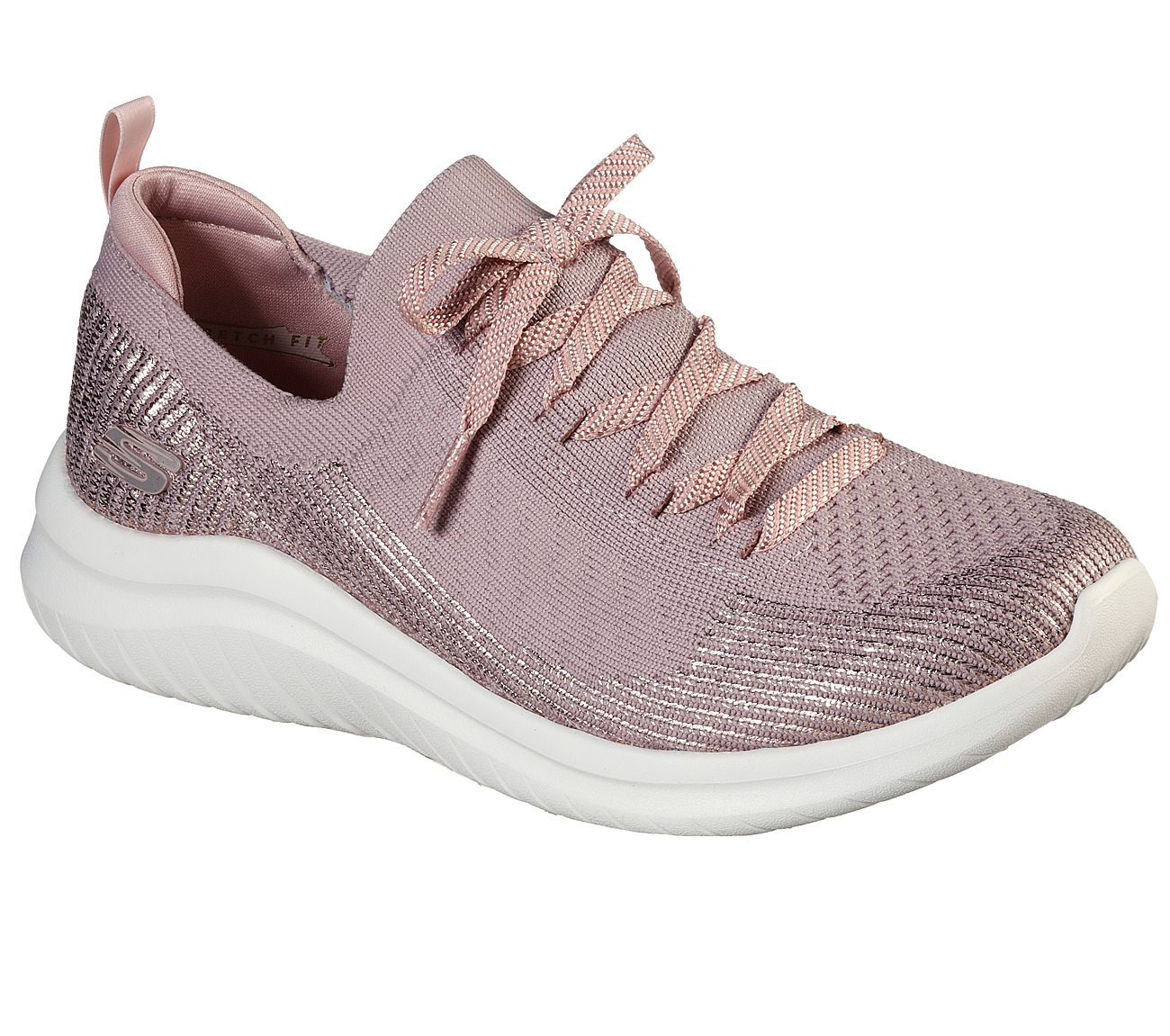 Skechers pudrově růžové tenisky Ultra Flex 2 s lurexovou nití