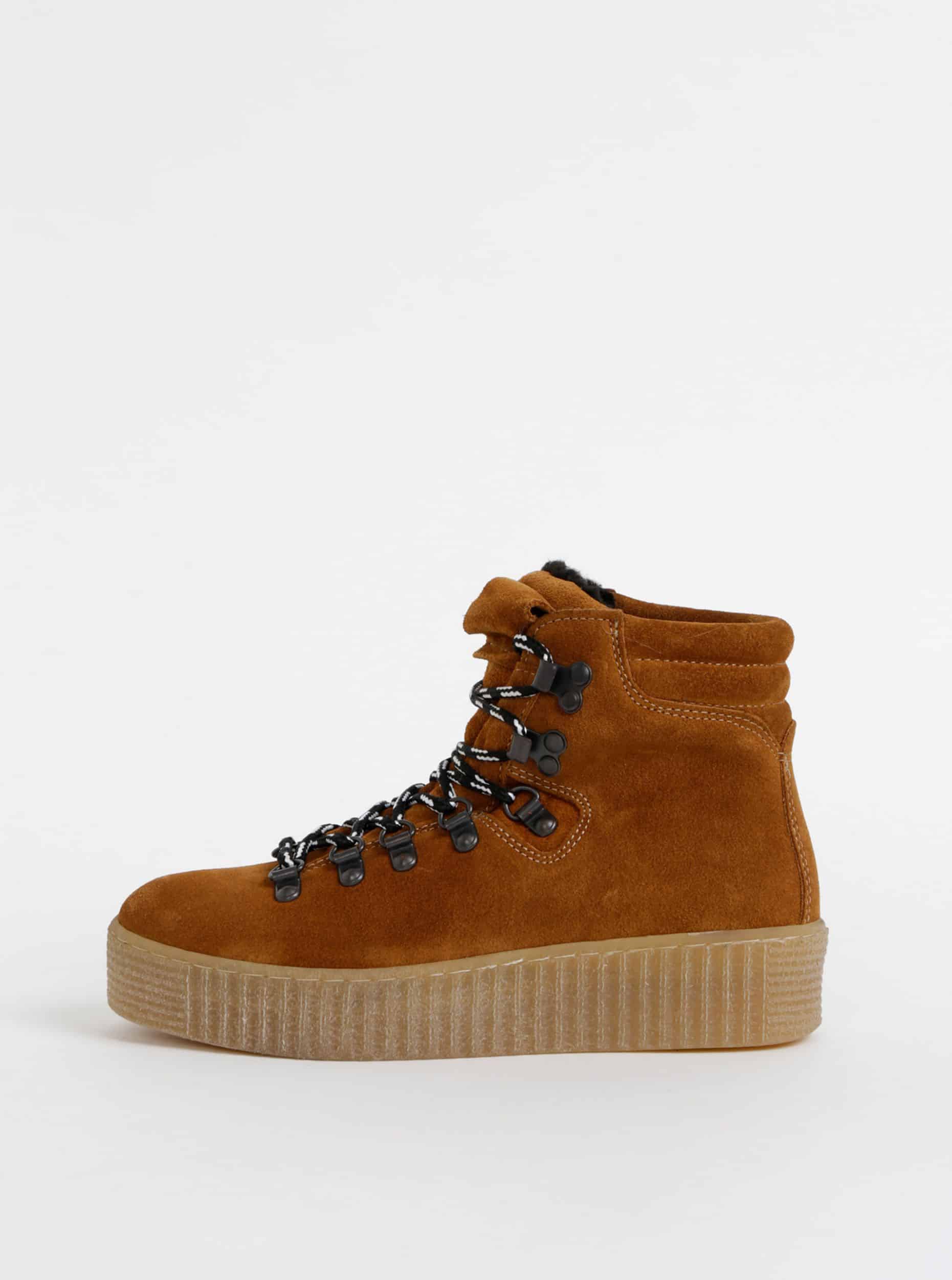 Pieces hnědé kotníkové boty na platformě Halima