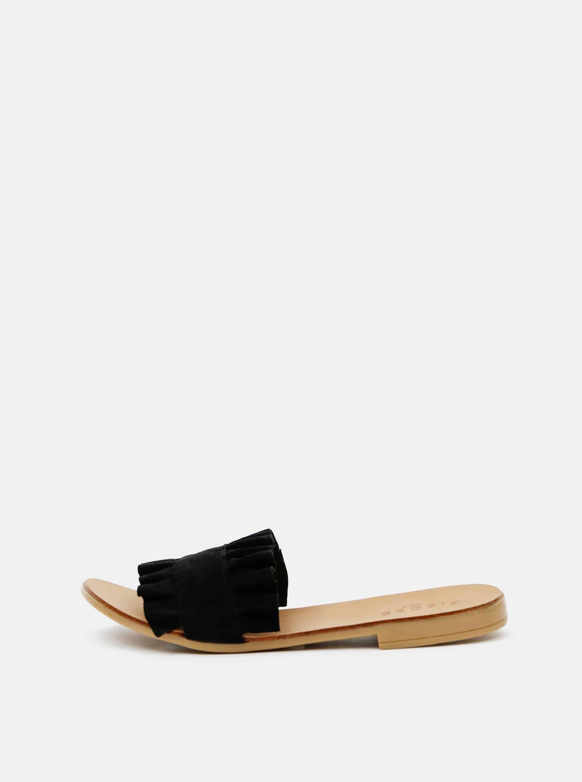 Pieces černé semišové pantofle Nika