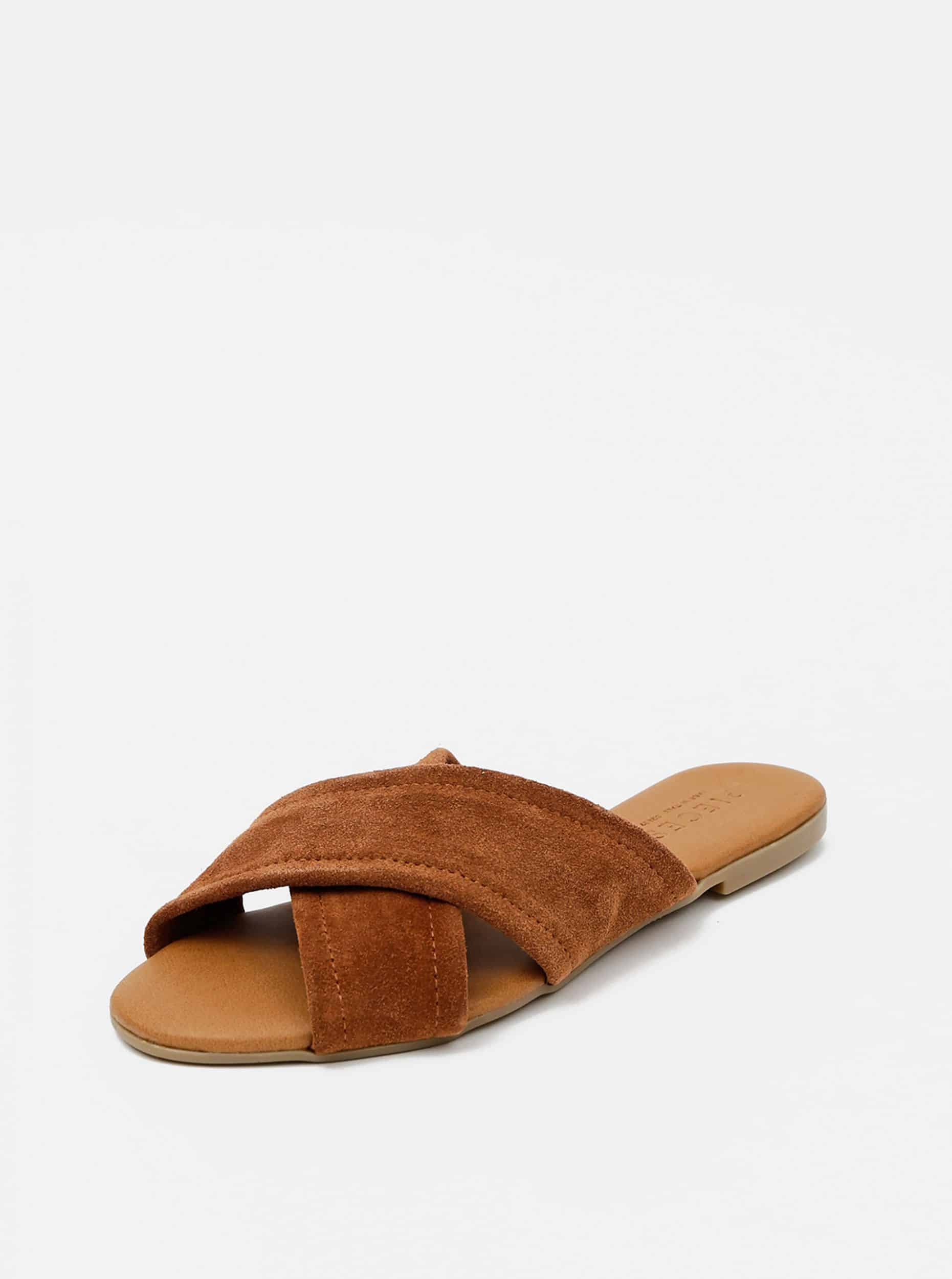 Pieces hnědé semišové pantofle Marnie