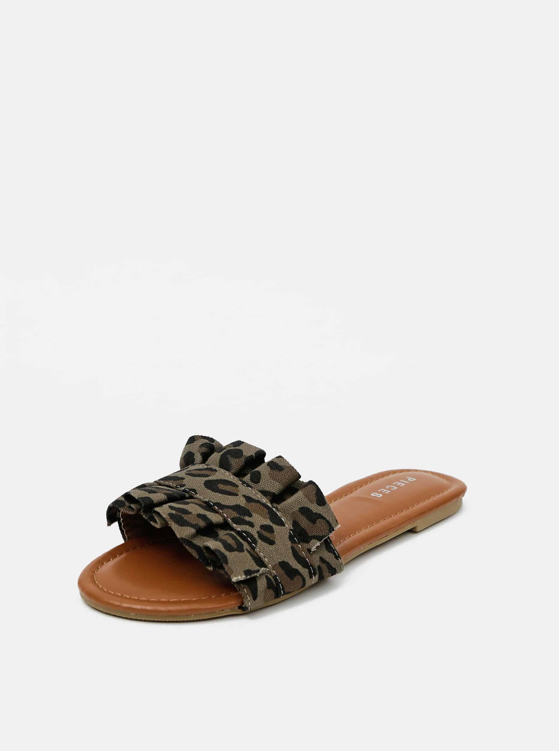 Pieces khaki semišové pantofle Nola