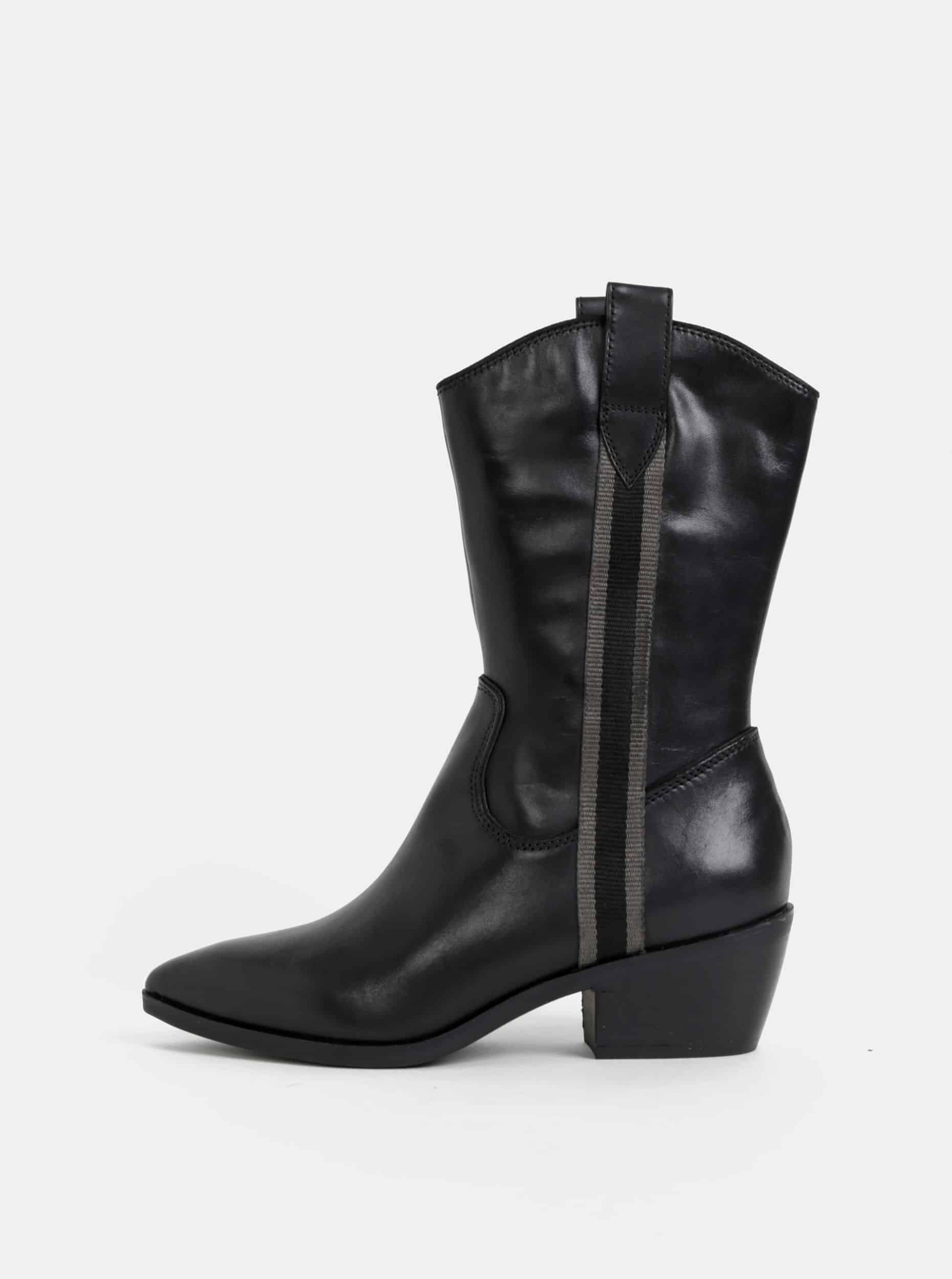 Tamaris černé kožené kozačky