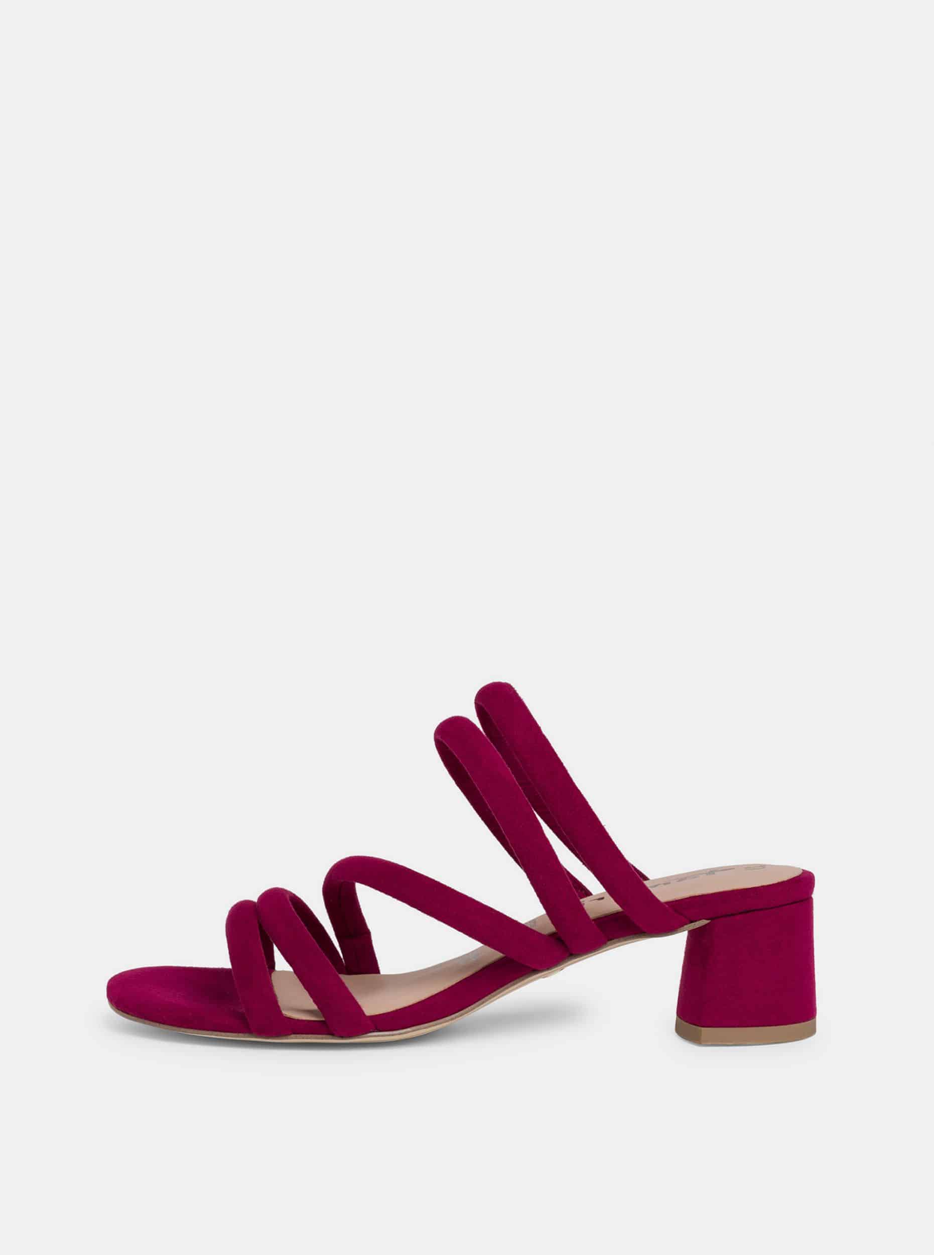 Tamaris vínové semišové sandály na podpatku