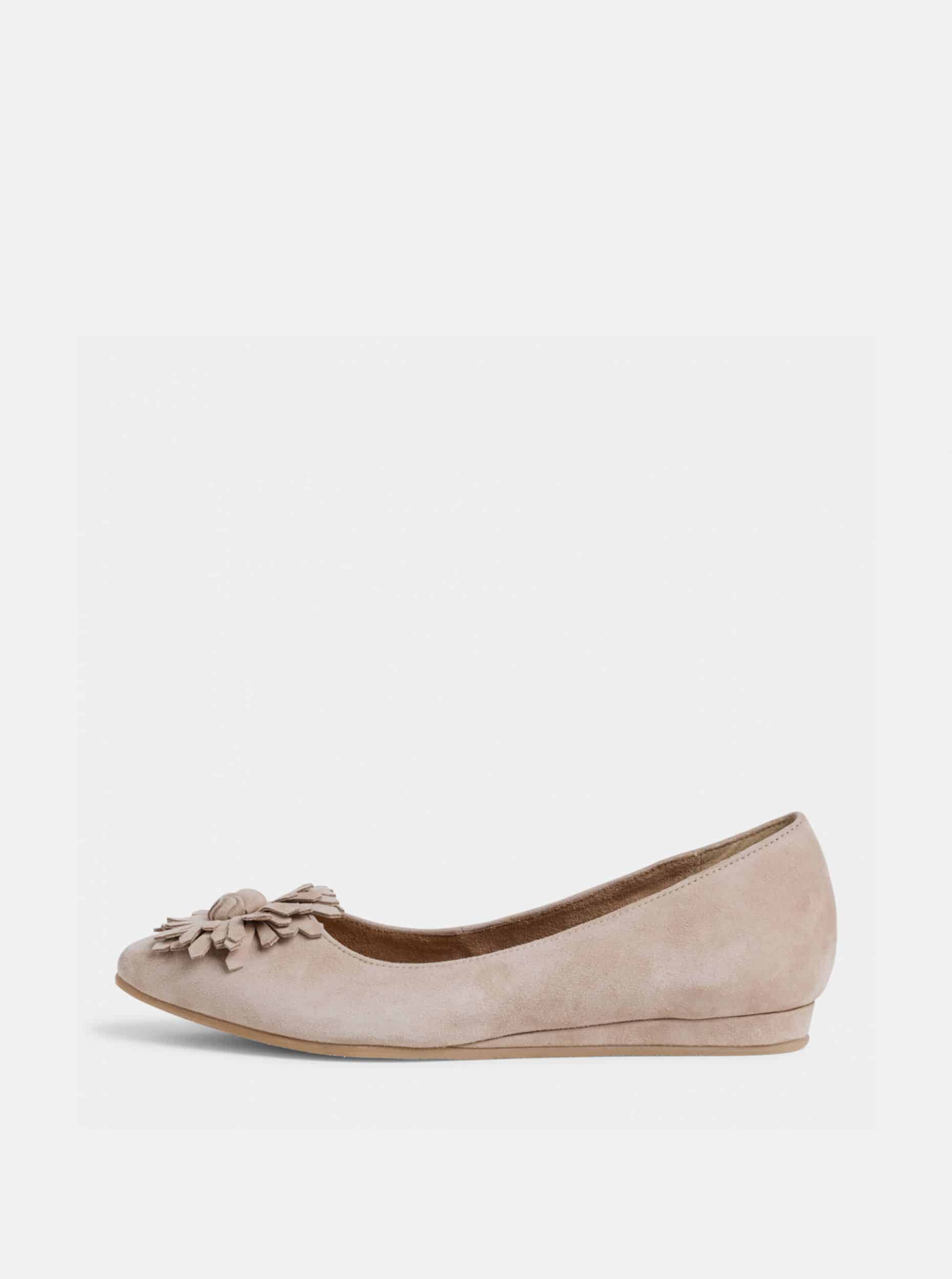 Tamaris béžové semišové baleríny