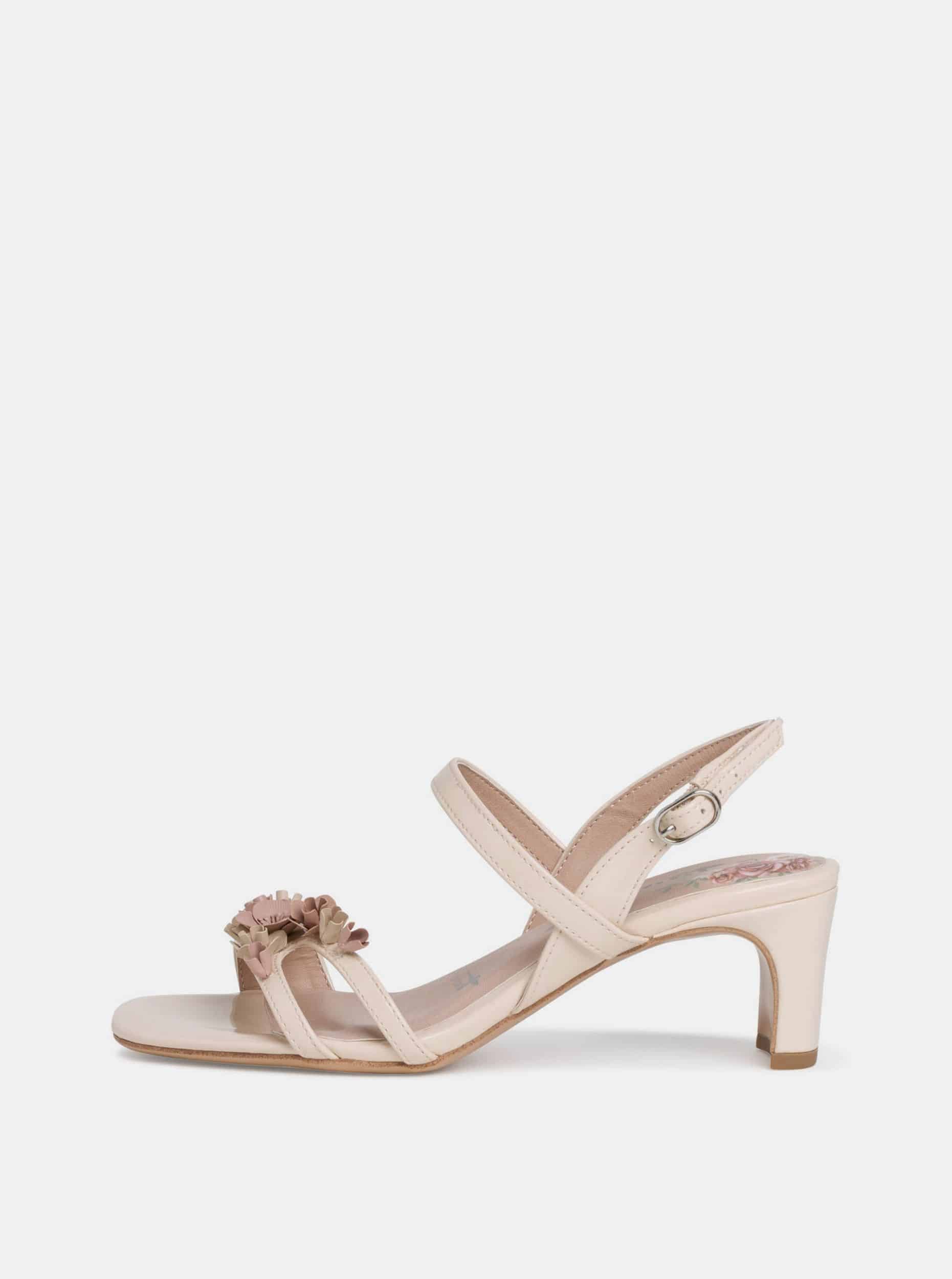 Tamaris krémové lodičky na podpatku