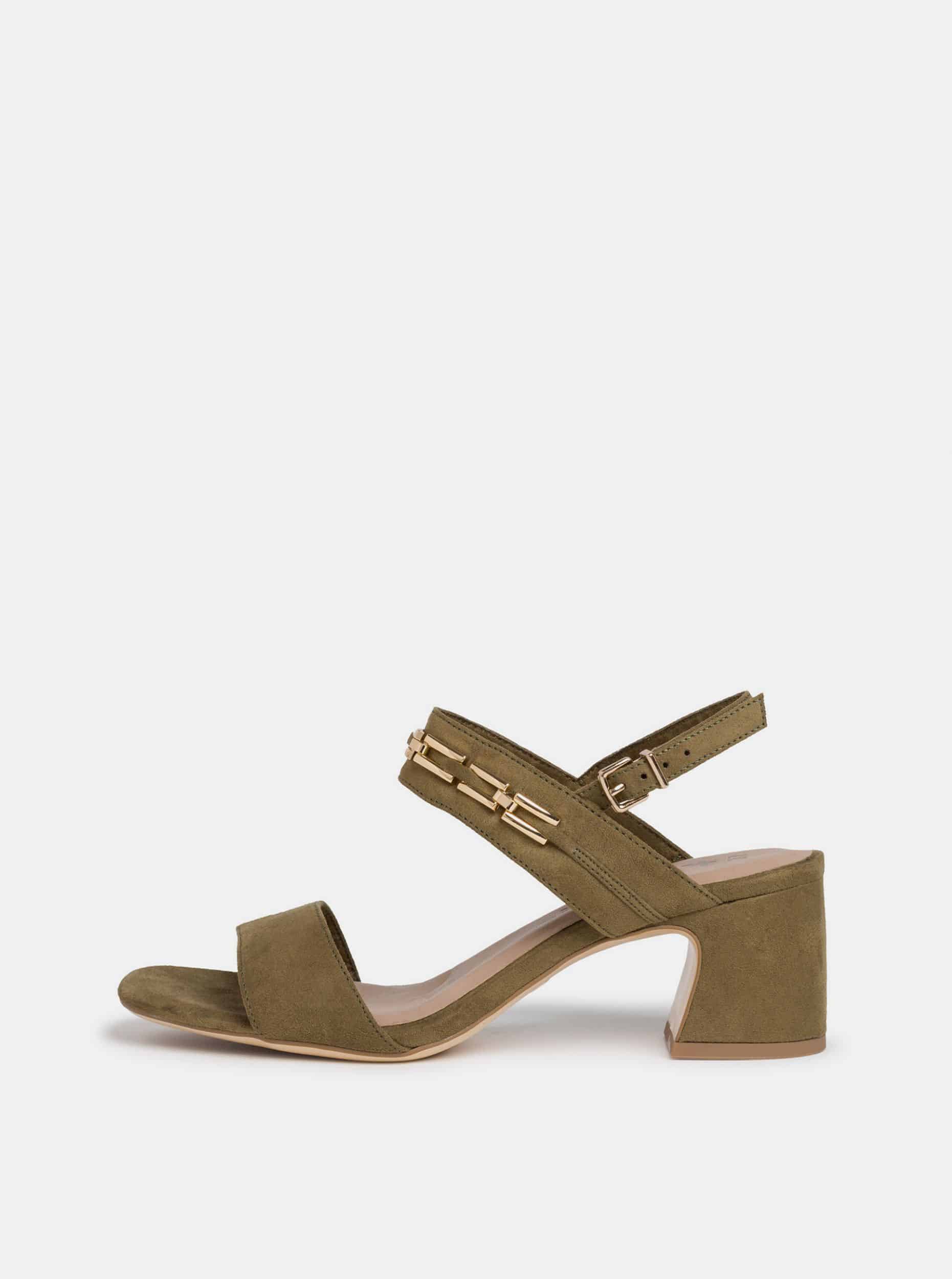 Tamaris khaki semišové boty na podpatku