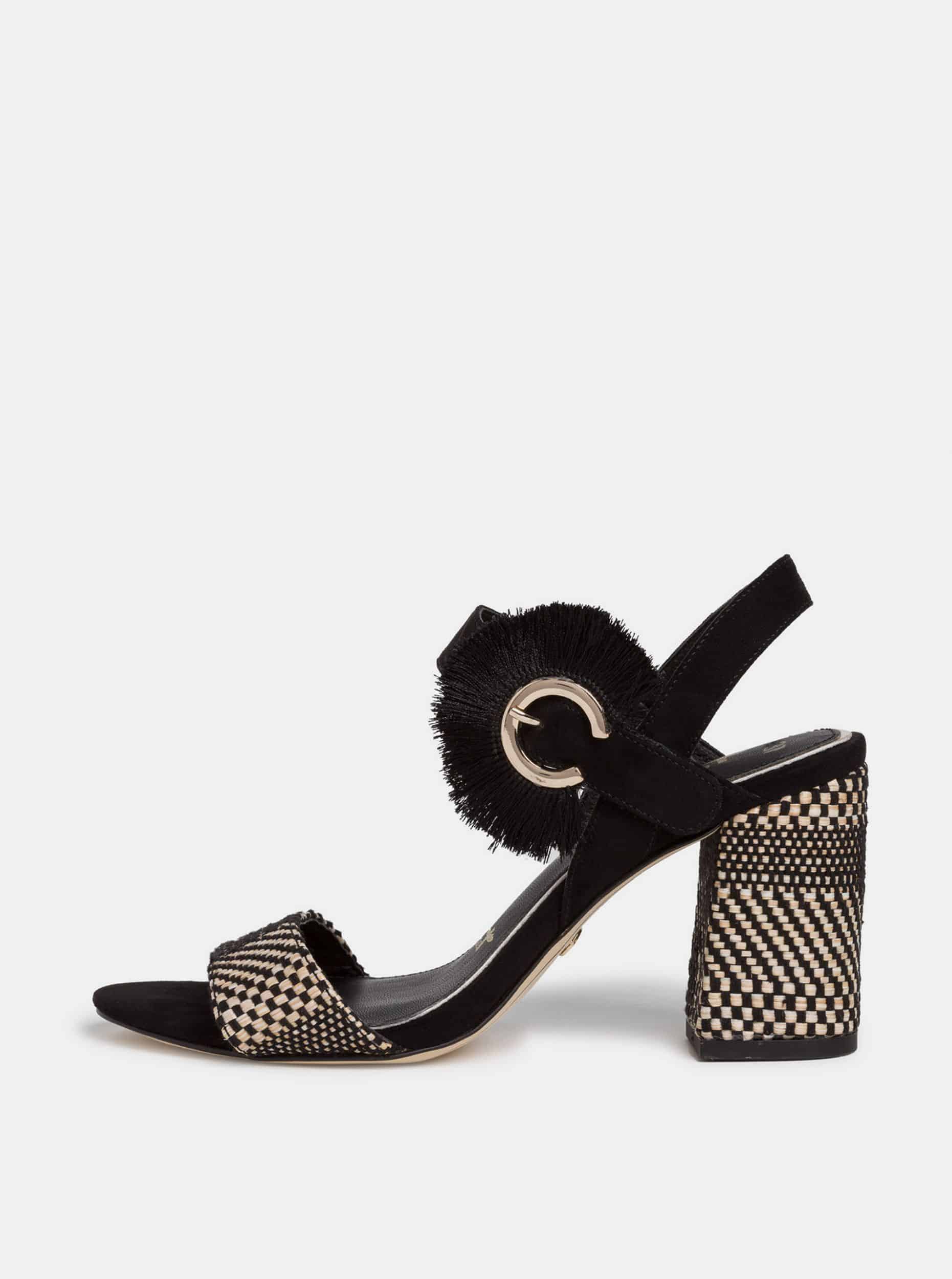 Tamaris černé semišové boty na podpatku