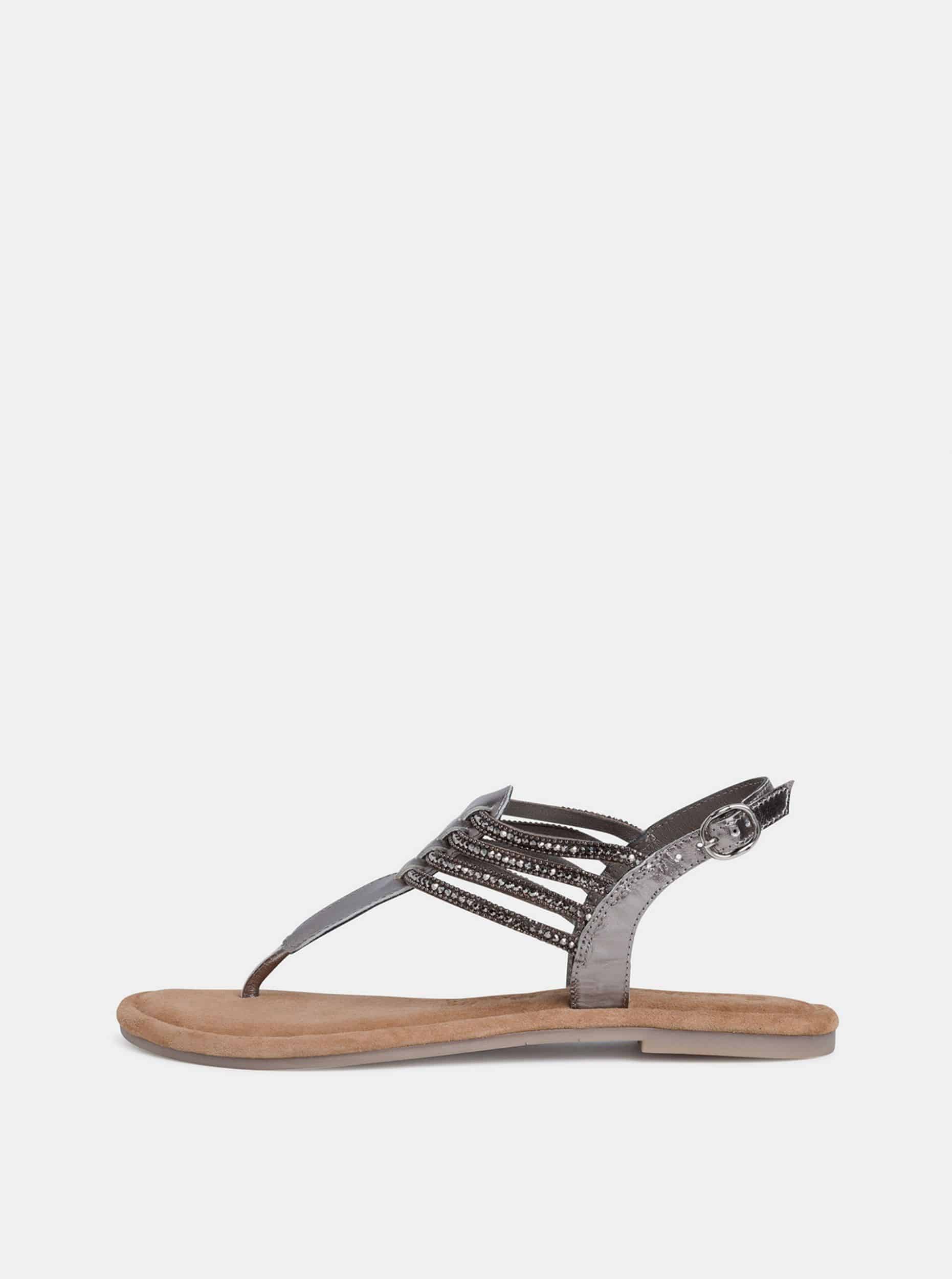 Tamaris stříbrné kožené sandály