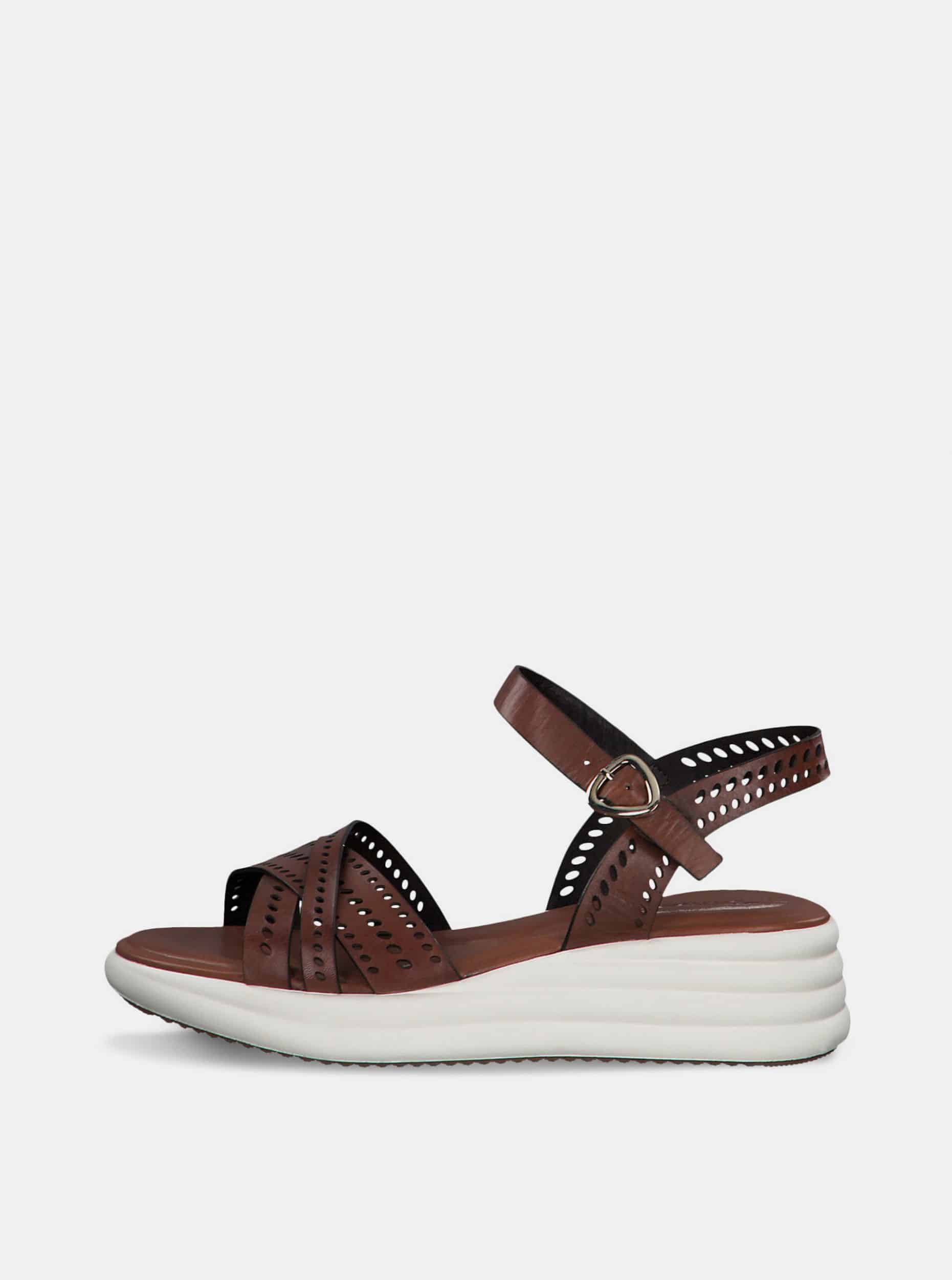 Tamaris hnědé kožené sandály