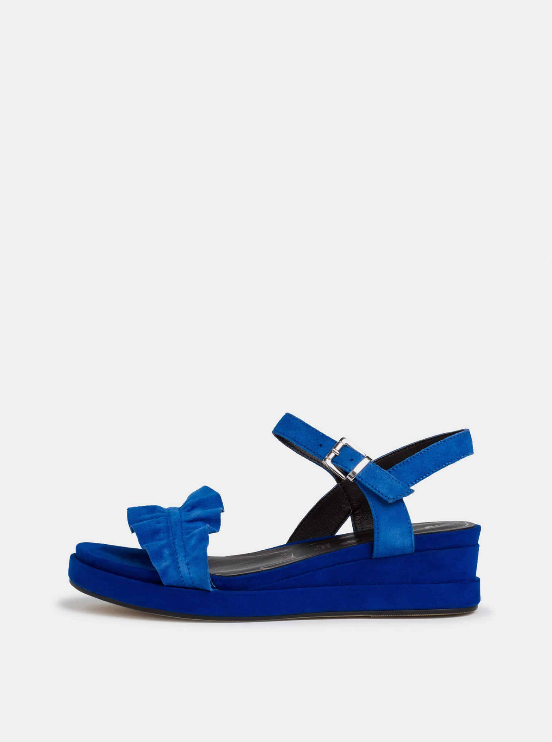 Tamaris modré semišové boty na klínku