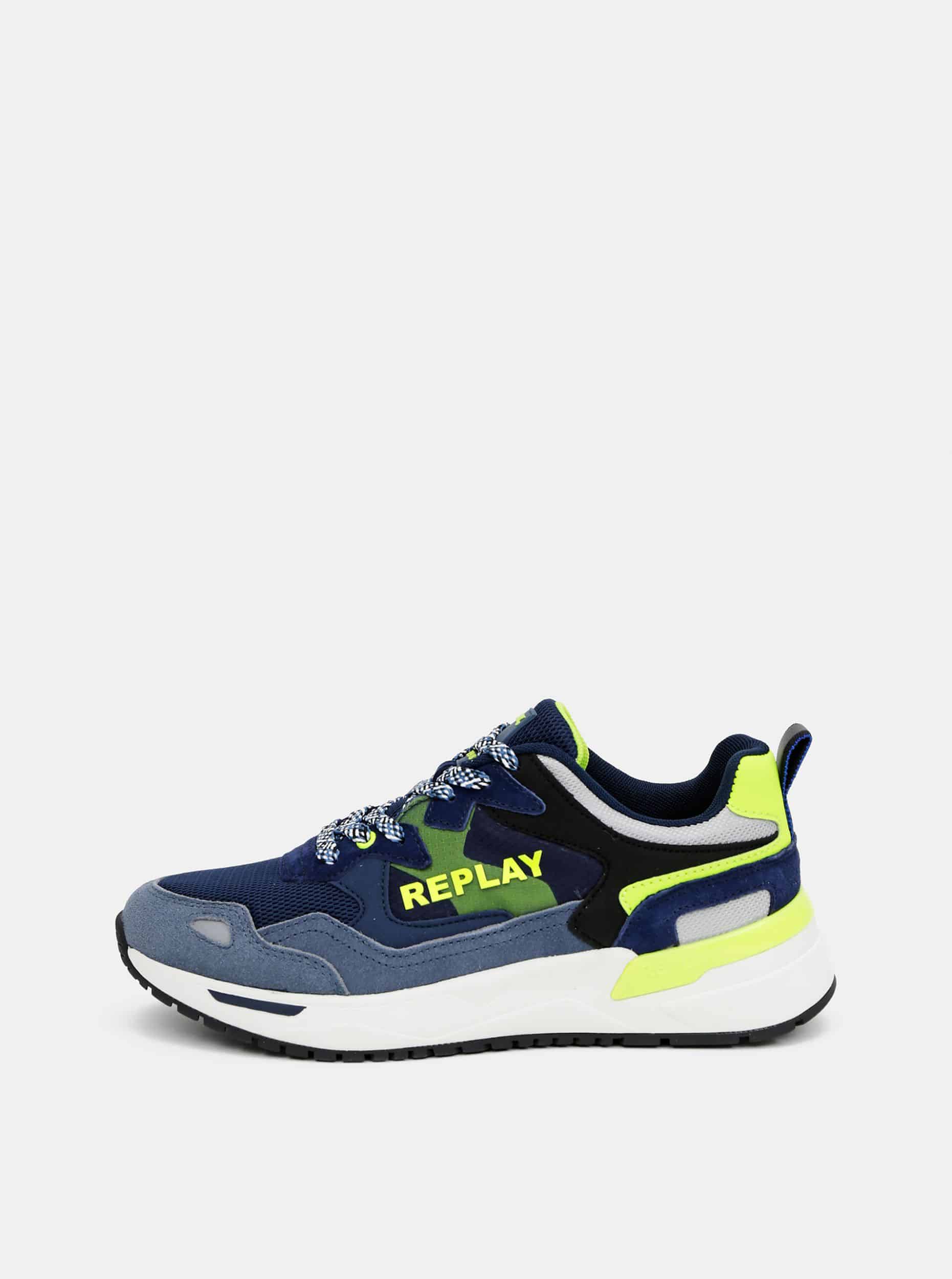 Replay modro-žluté pánské tenisky se semišovými detaily