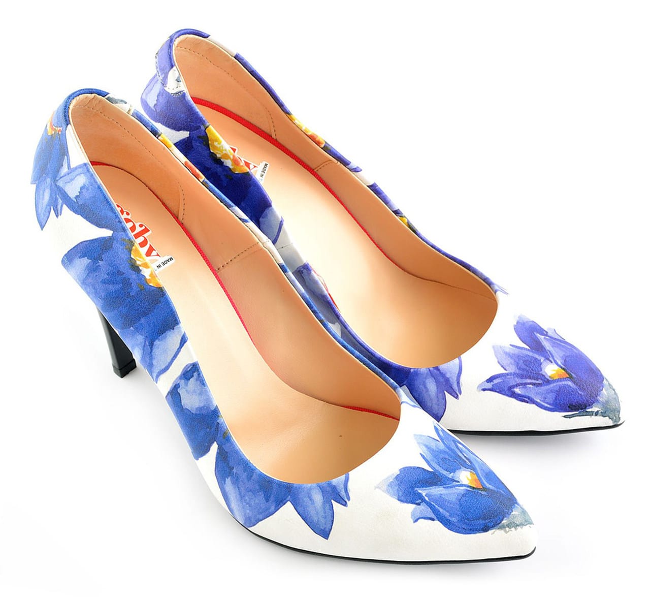 Goby modro-béžové lodičky Flowers Heel