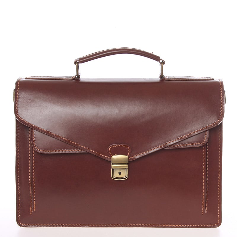 Luxusní hnědá kožená aktovka ItalY Kevin hnědá