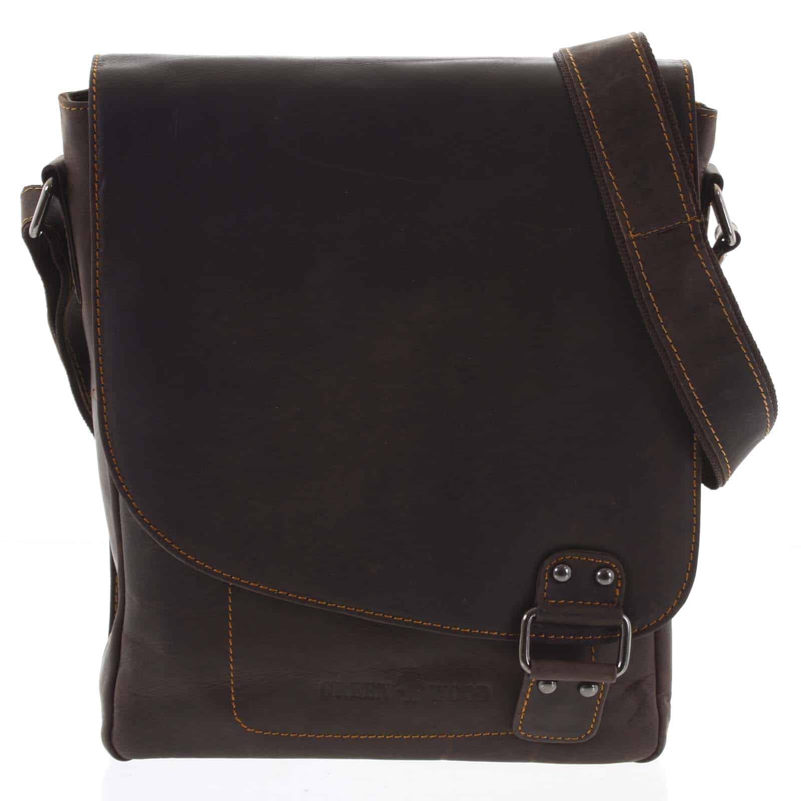 Pánská kožená taška tmavě hnědá - Greenwood Maroon hnědá