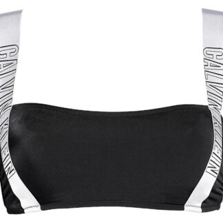 Calvin Klein černý horní díl plavek se stříbrnou gumou Strap Bandeau-RP