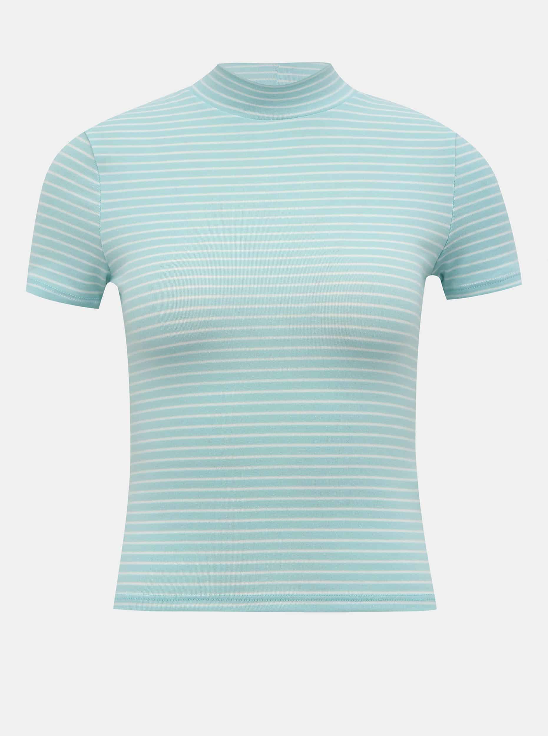 Světle modrý pruhovaný crop top TALLY WEiJL