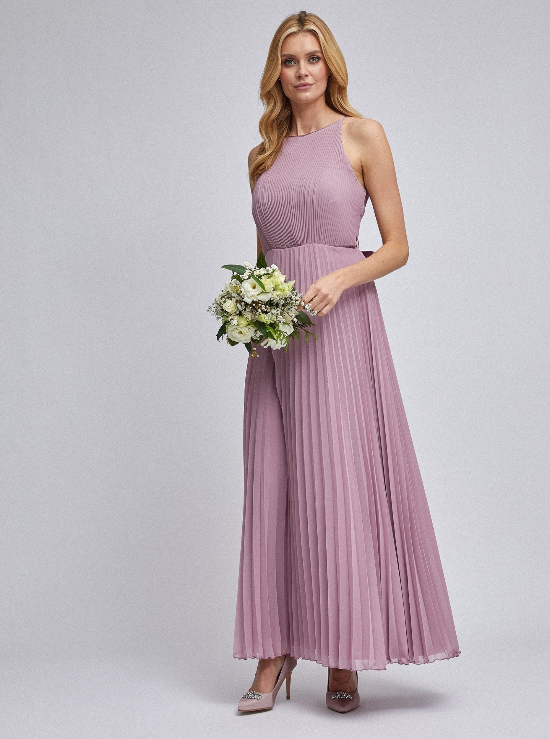 Starorůžové plisované maxišaty Dorothy Perkins