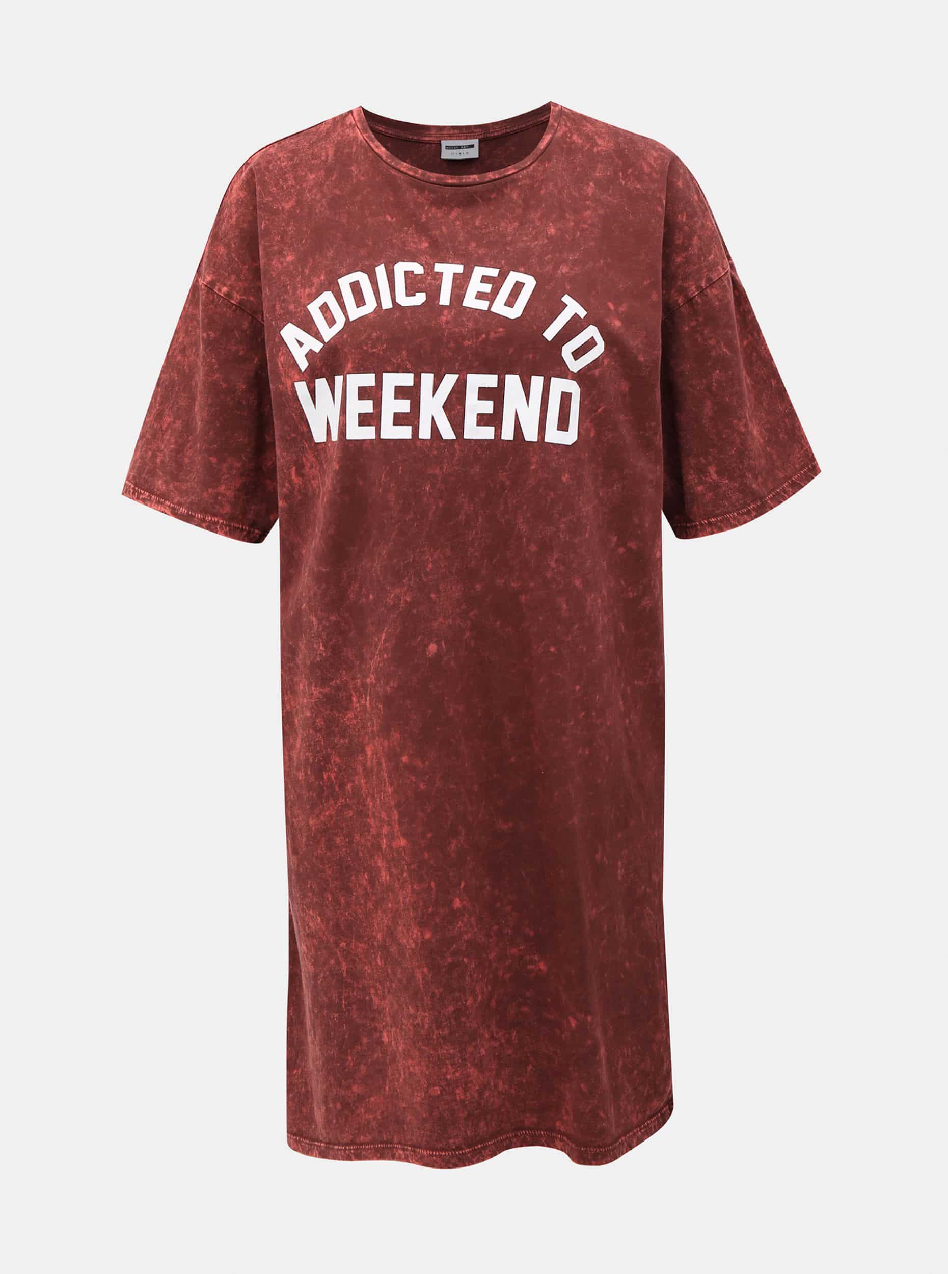 Vínové šaty s potiskem Noisy May Weekend