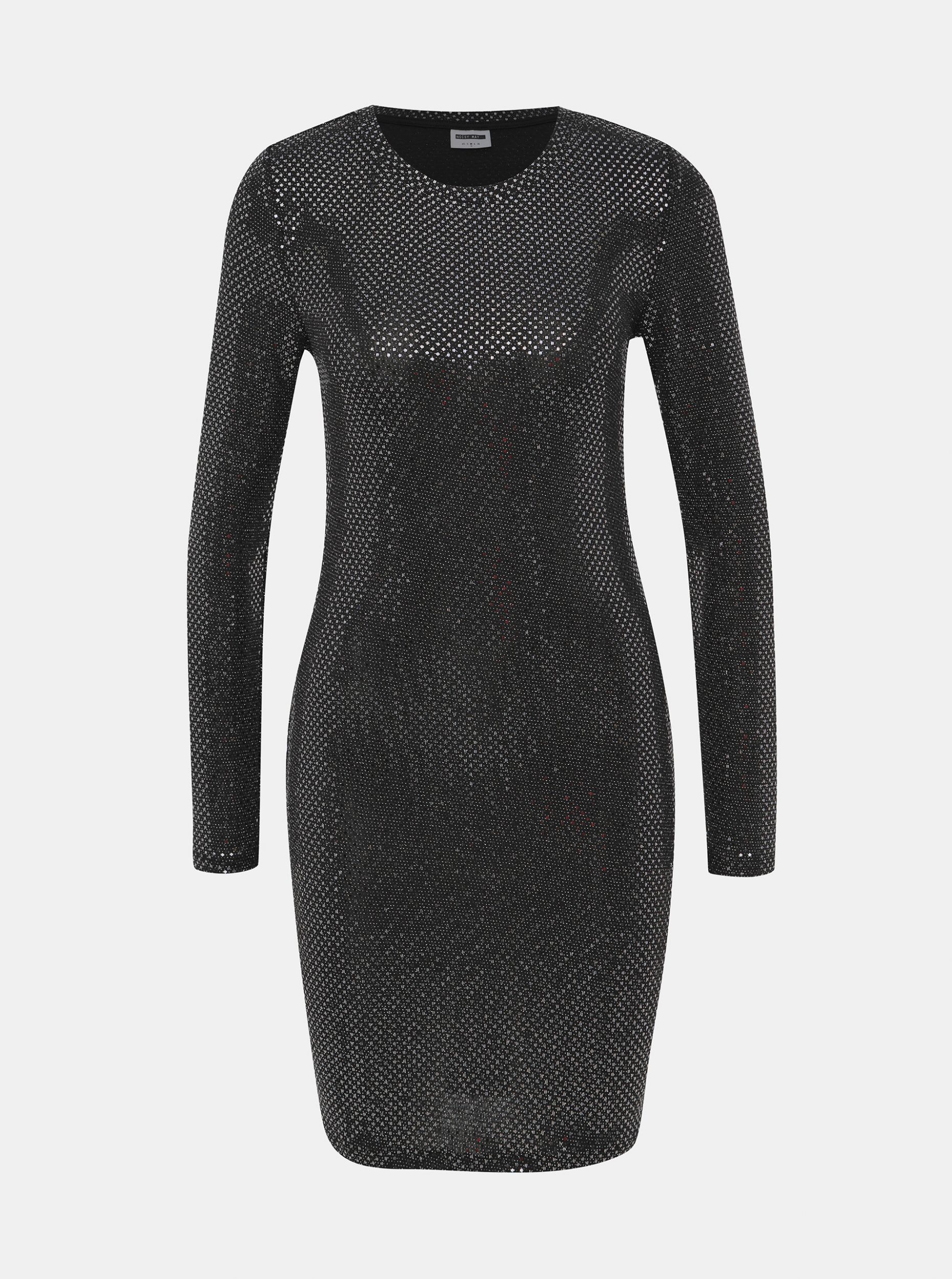Černé pouzdrové šaty s odlesky ve stříbrné barvě Noisy May Night