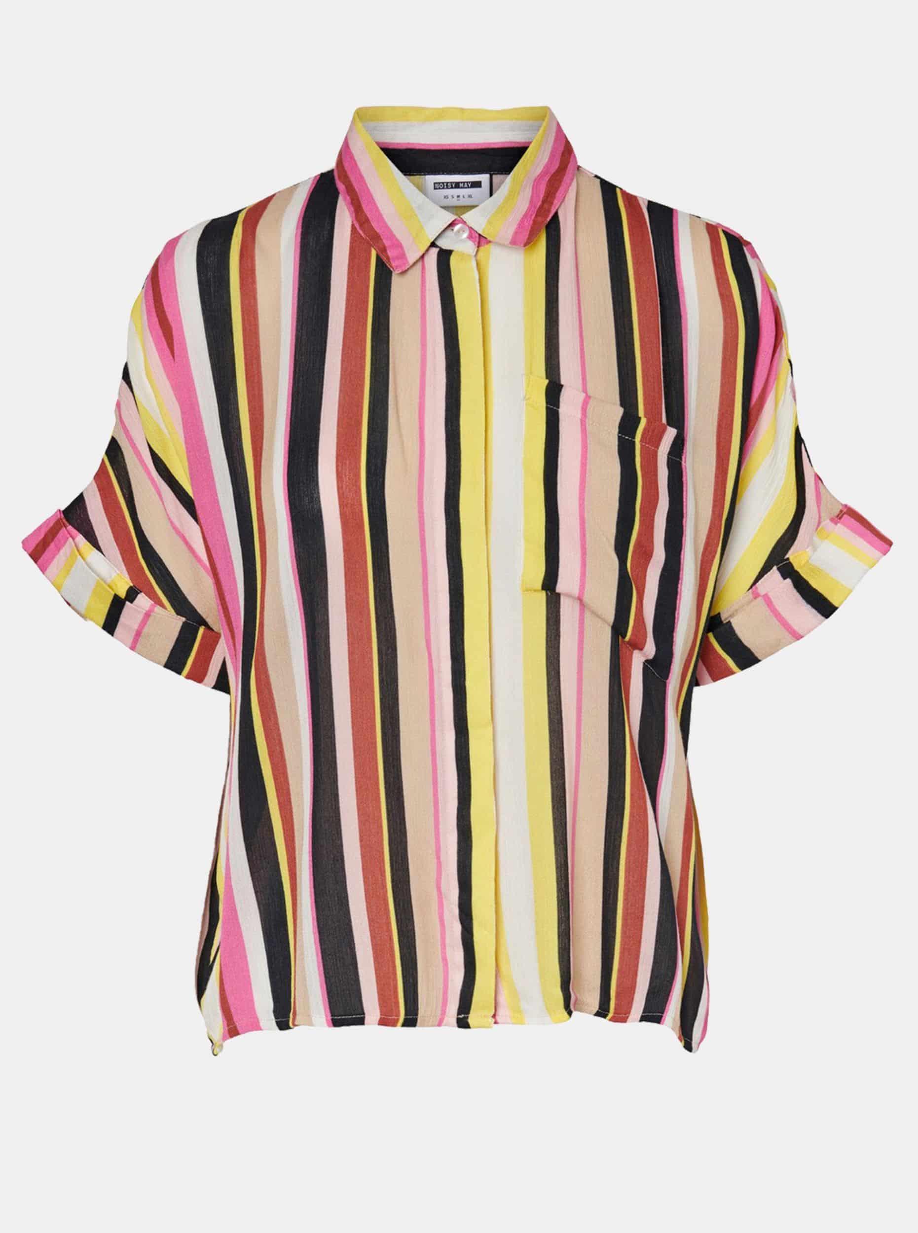 Žluto-růžová pruhovaná volná košile Noisy May Flora