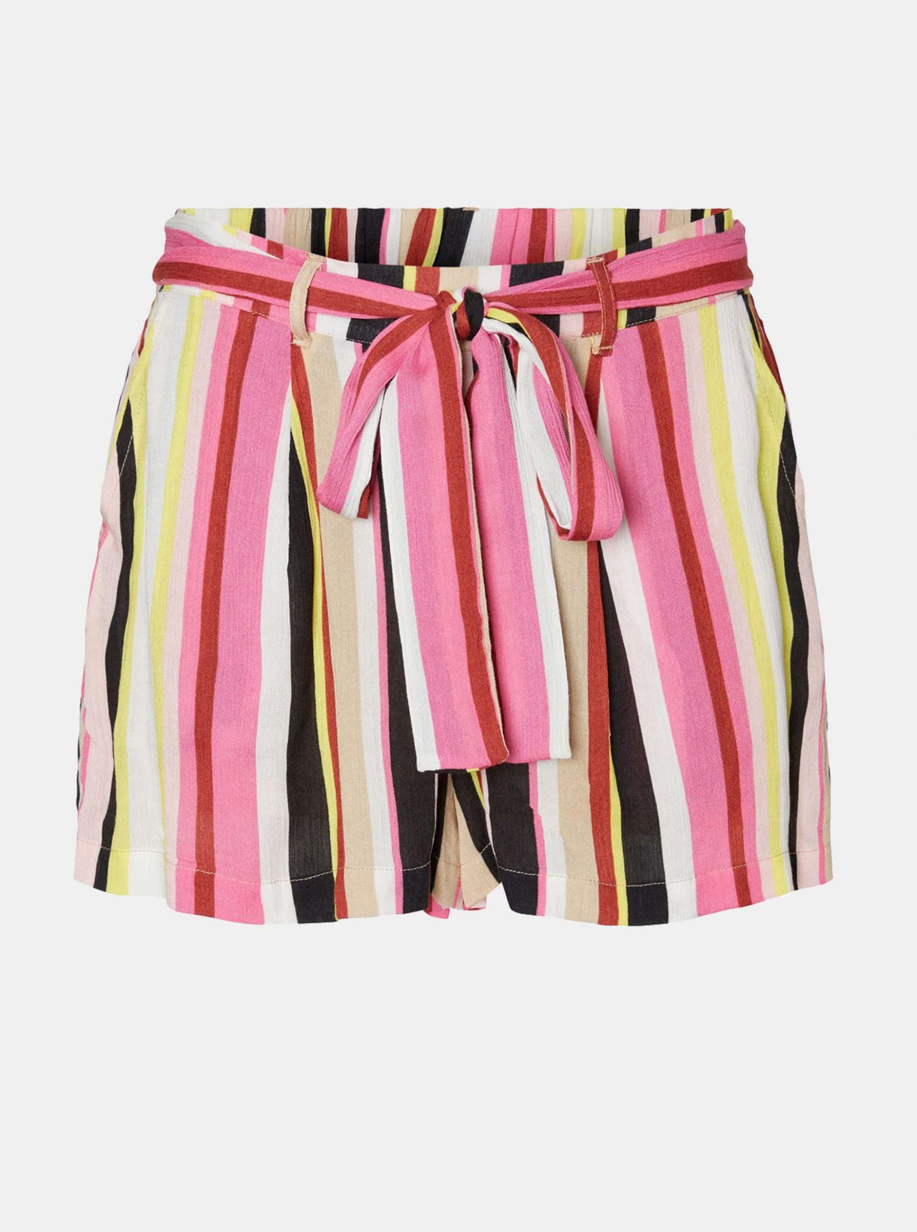 Žluto-růžové pruhované kraťasy Noisy May Flora