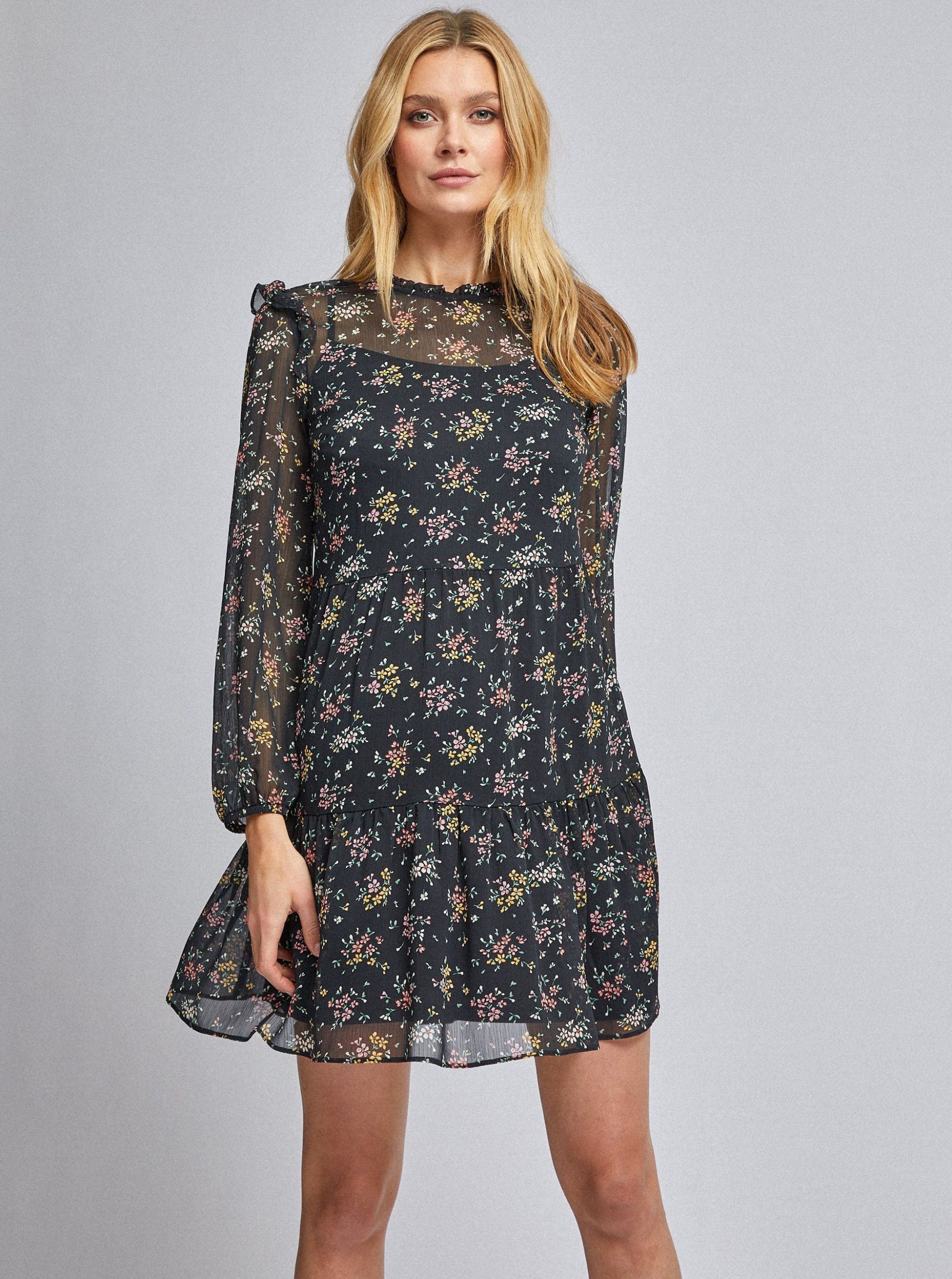Černé květované šaty Dorothy Perkins