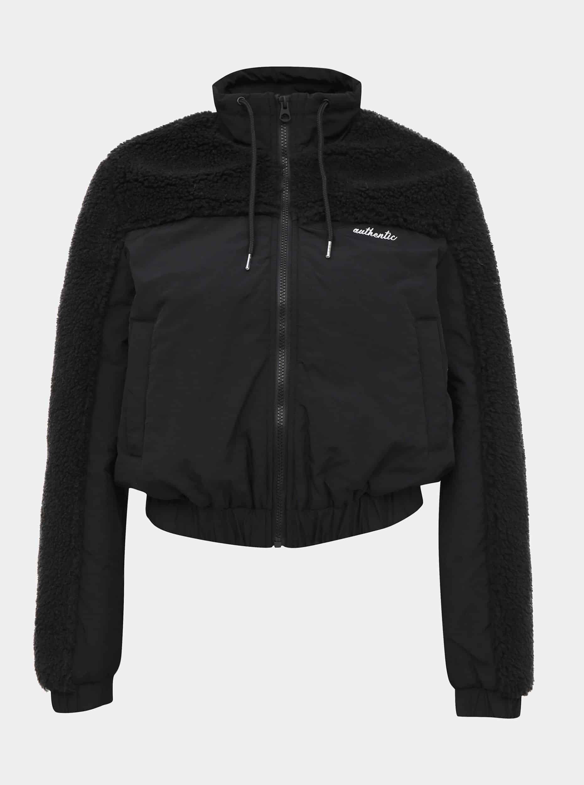 Černá bunda s umělým kožíškem TALLY WEiJL