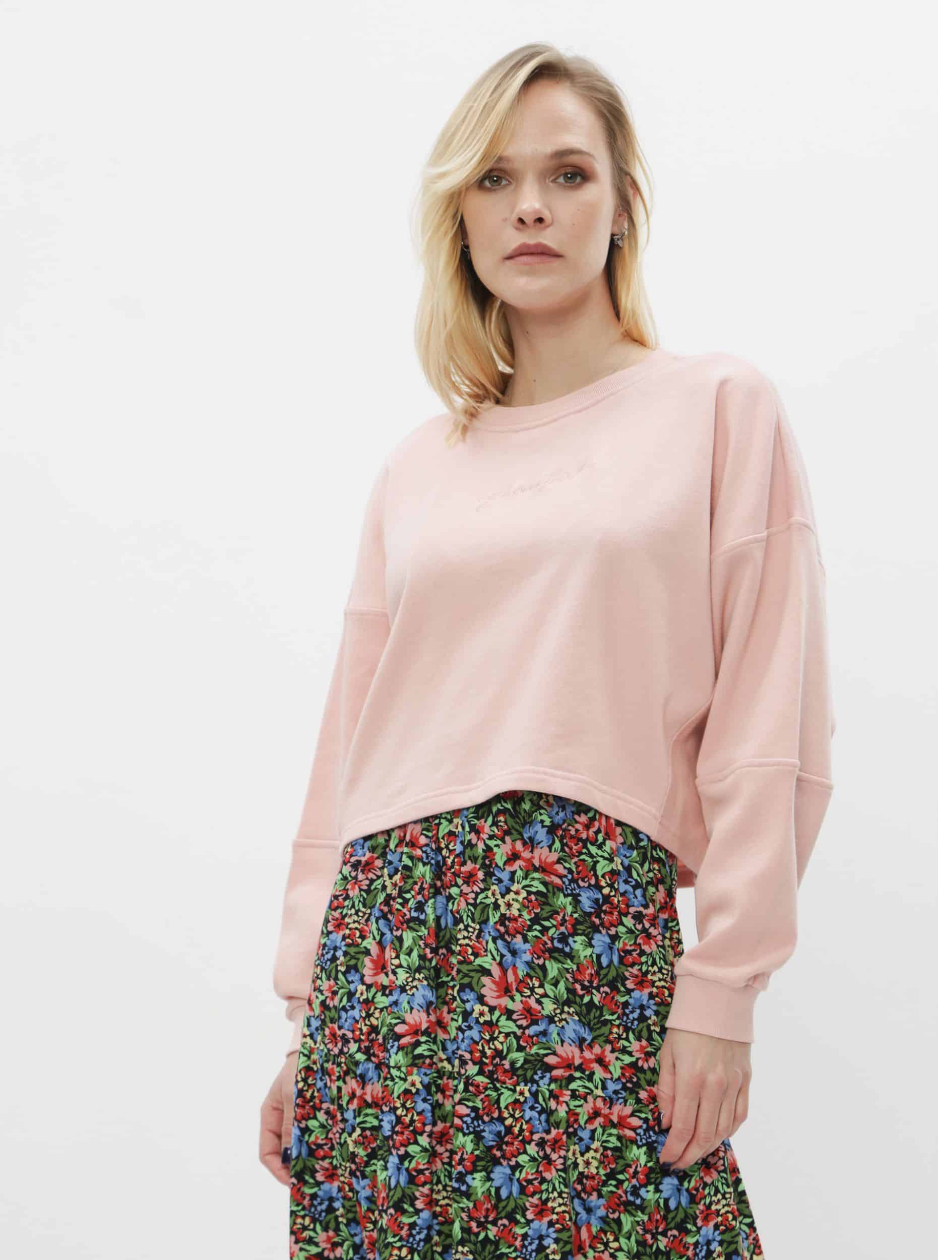 Růžová krátká mikina Noisy May Pumba