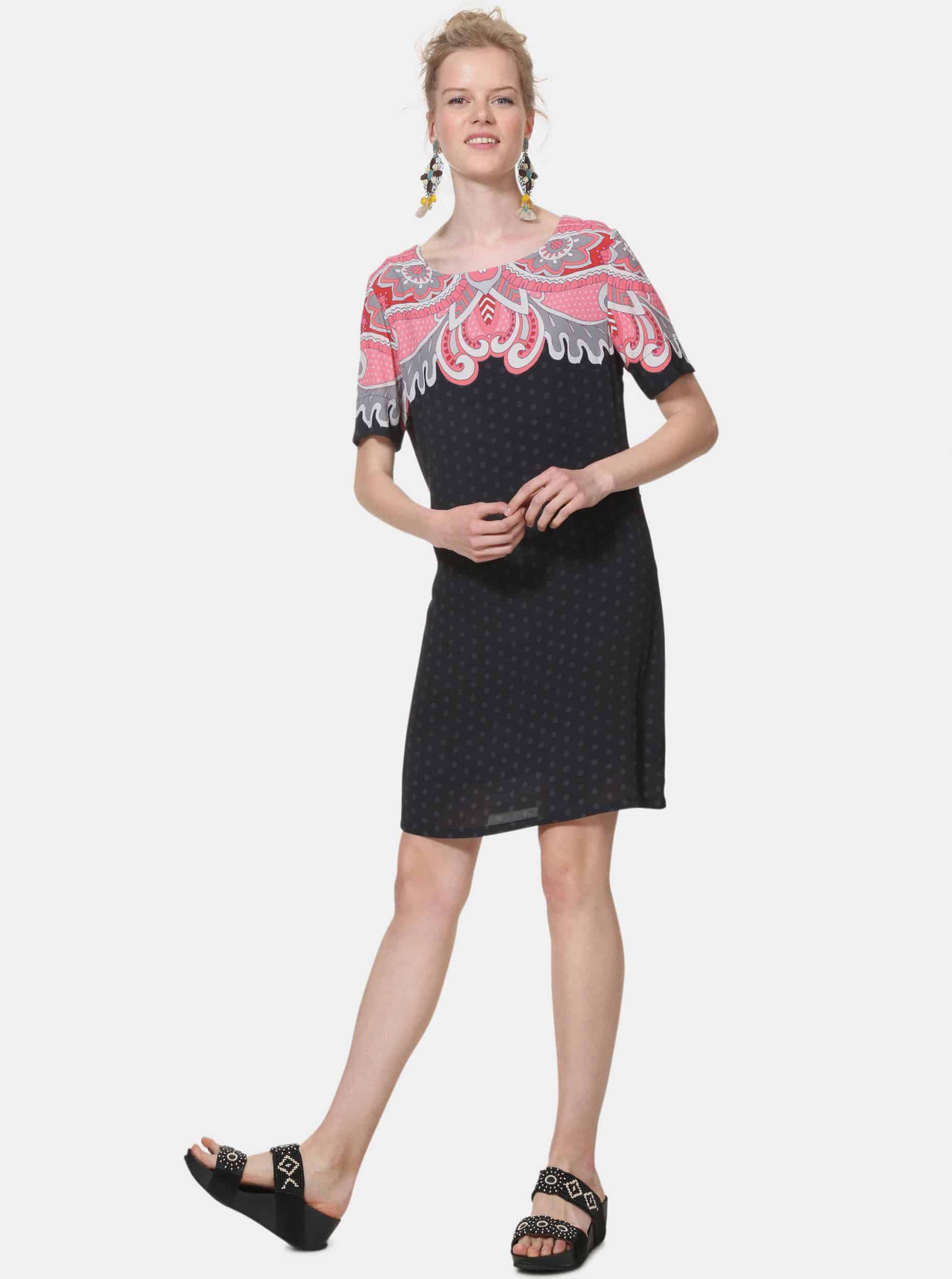 Černé vzorované šaty Desigual Túnica