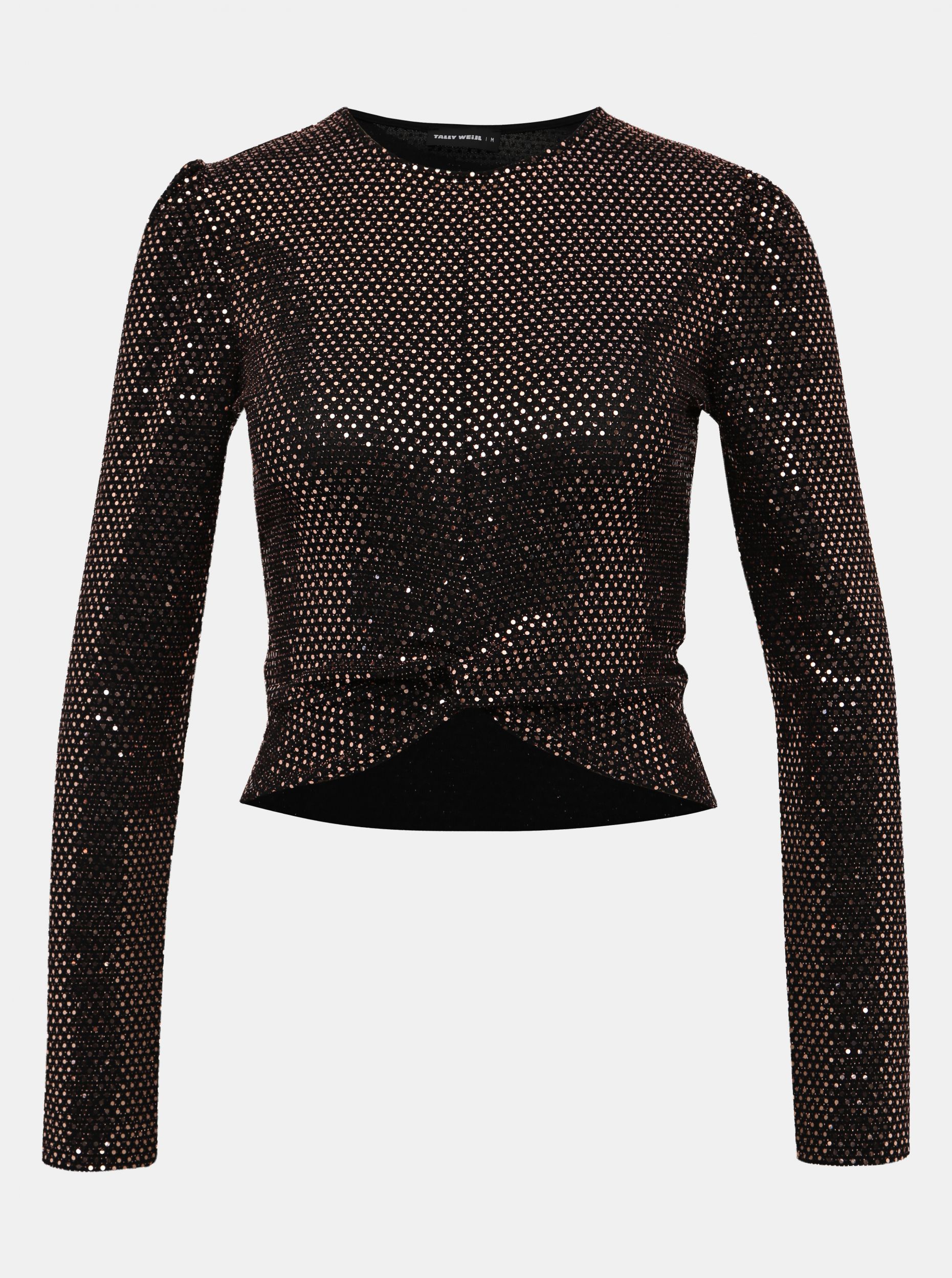 Černý třpytivý crop top TALLY WEiJL Diablo