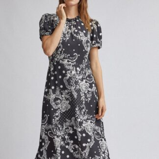Bílo-černé vzorované midišaty Dorothy Perkins