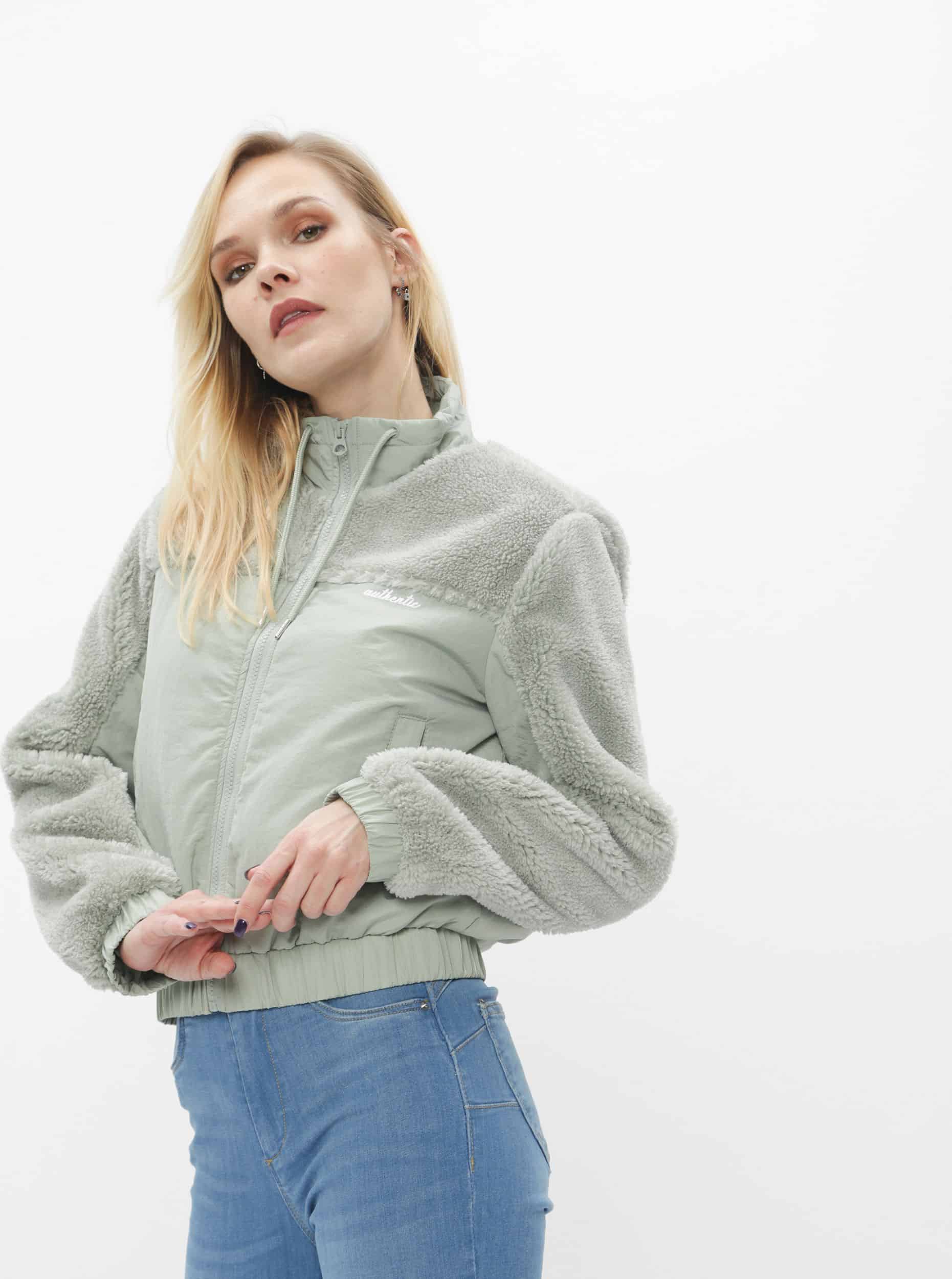 Světle zelená bunda s umělým kožíškem TALLY WEiJL