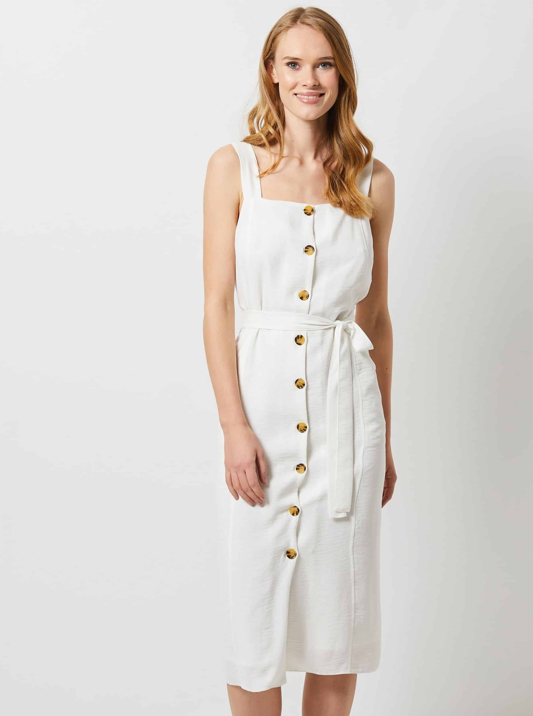 Bílé midi šaty Dorothy Perkins