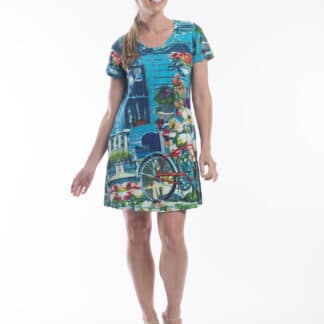 Orientique modré šaty Tunics Slub Bike