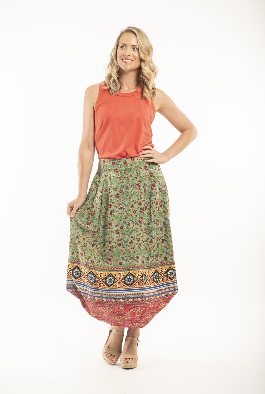 Orientique zelená dlouhá sukně Kea