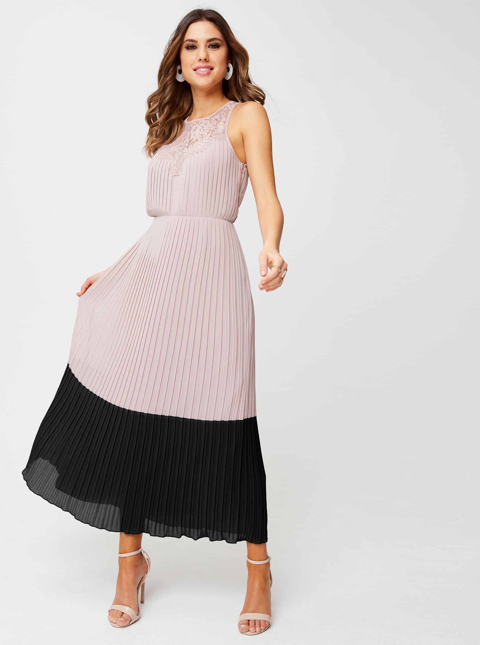 Starorůžové plisované maxišaty Little Mistress