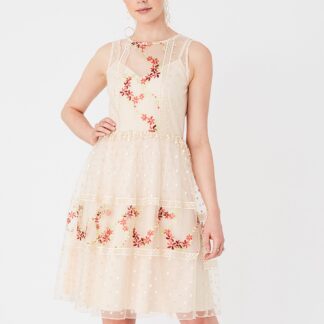 Béžové šaty s výšivkou Little Mistress