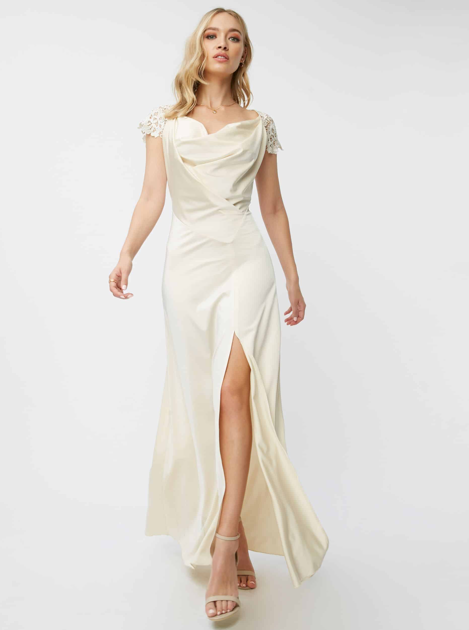 Krémové maxišaty Little Mistress