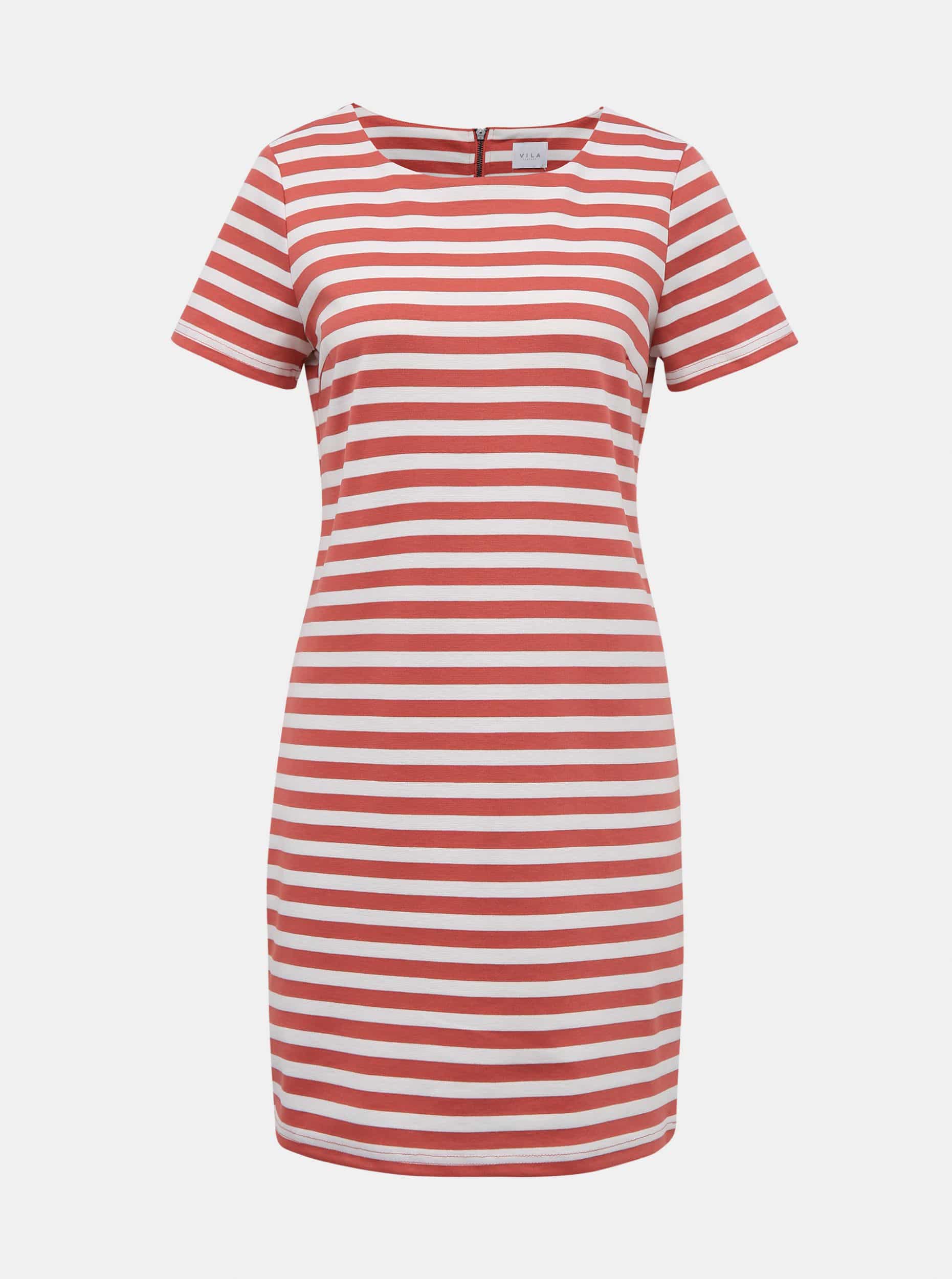 Korálové pruhované šaty VILA Tinny
