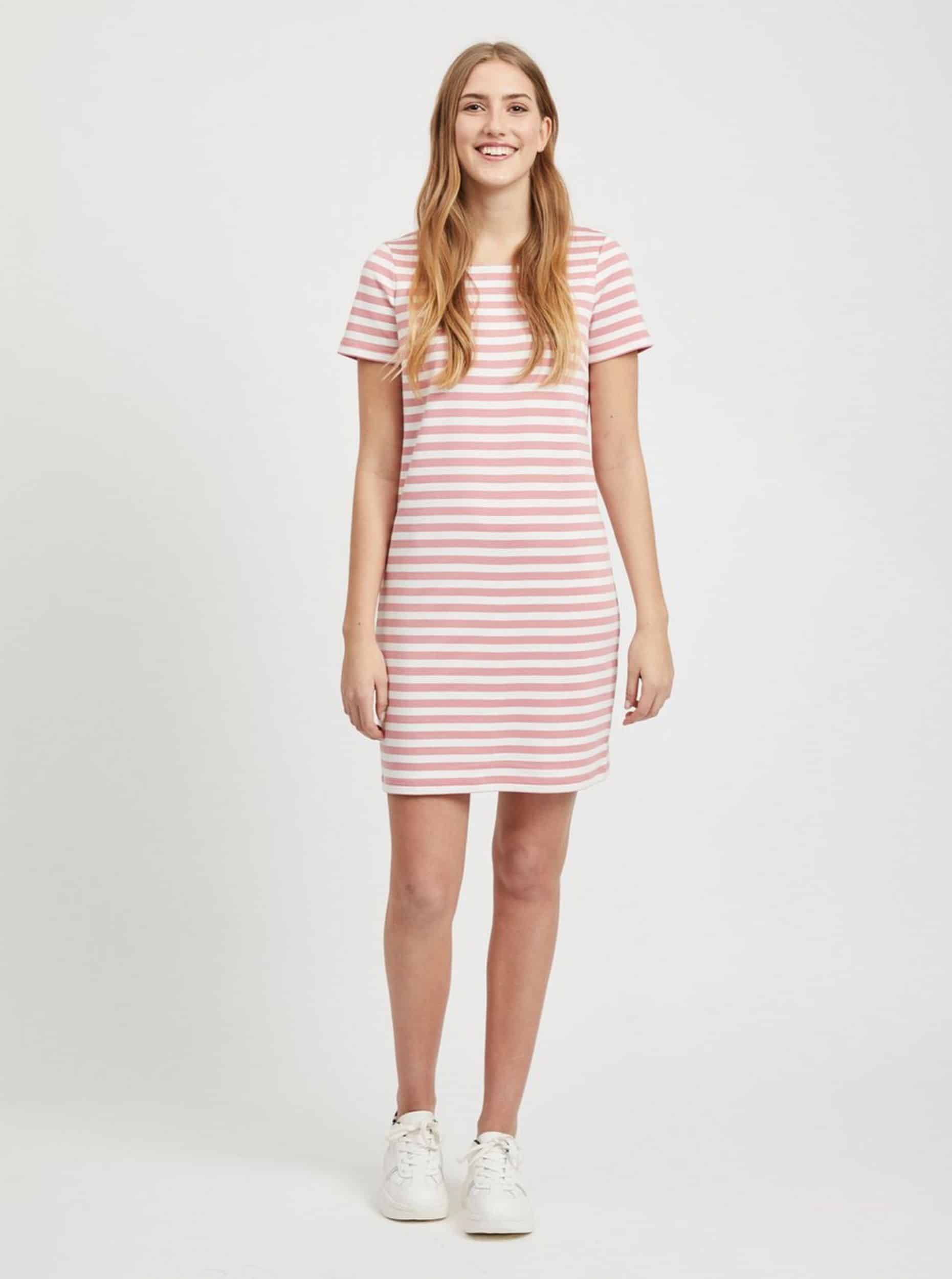 Růžové pruhované šaty VILA Tinny